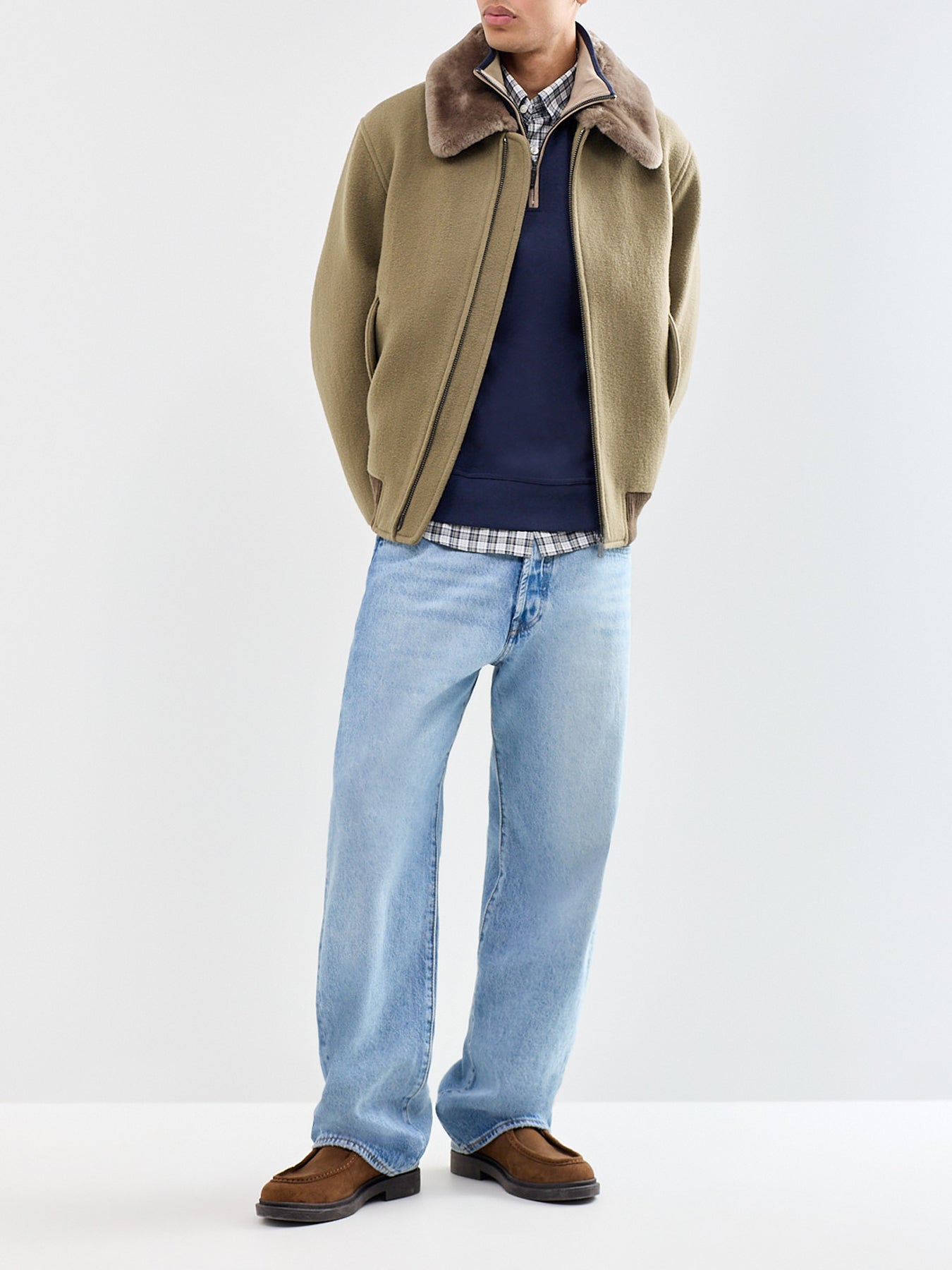 Cotton Sacker Rib Half Zip Sweatshirt