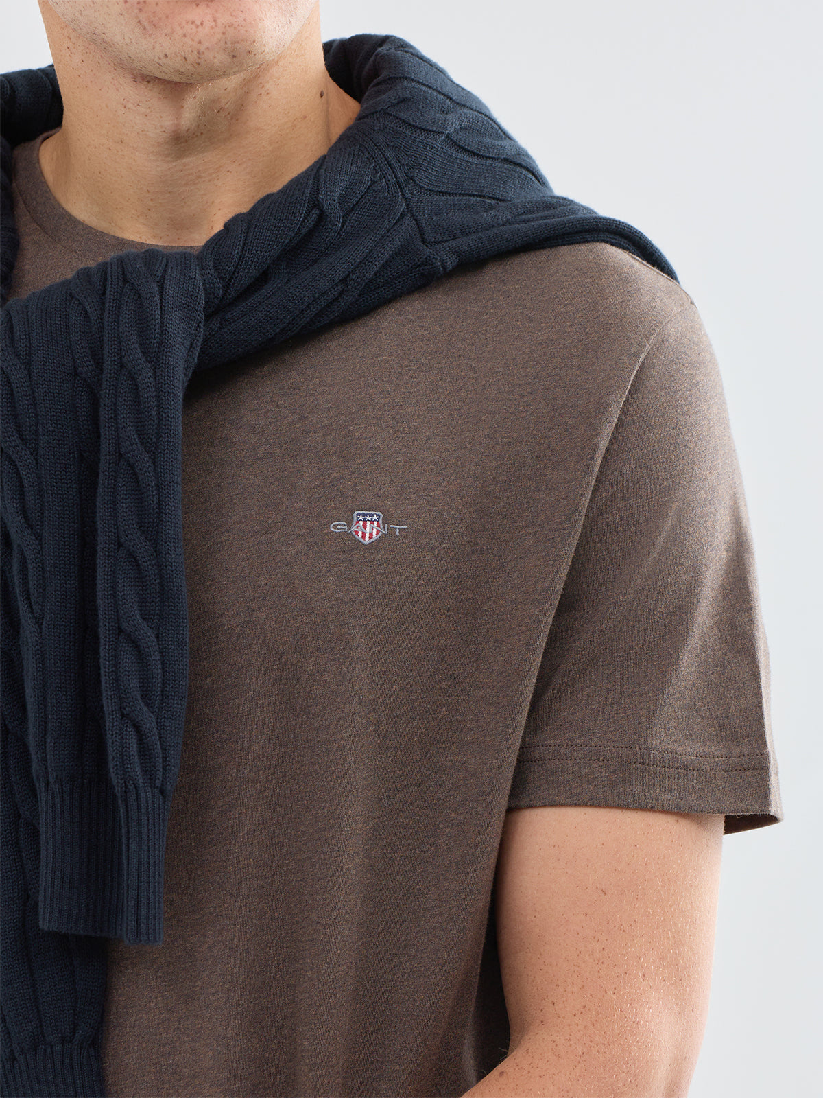 Shield Cotton Graphic T-Shirt - Black Brown Melange