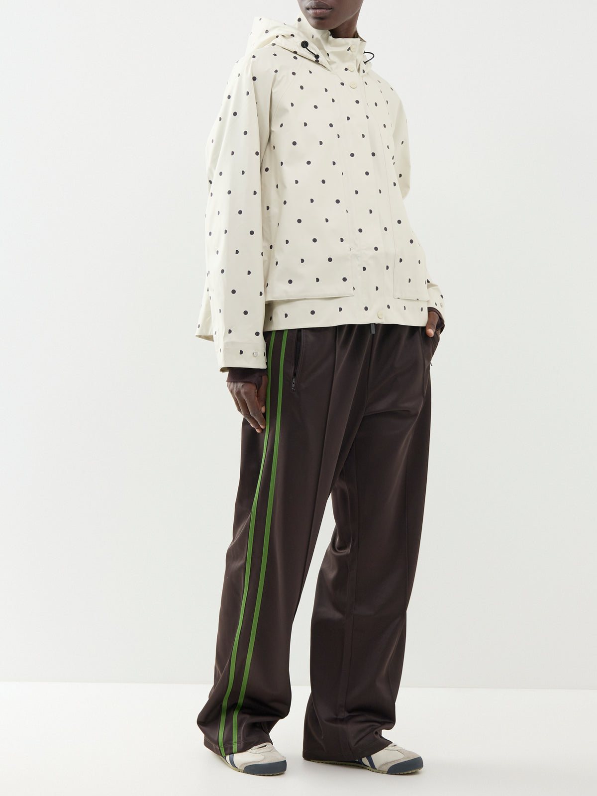 Motion Waterproof Cropped Parka – Cream Polka Print