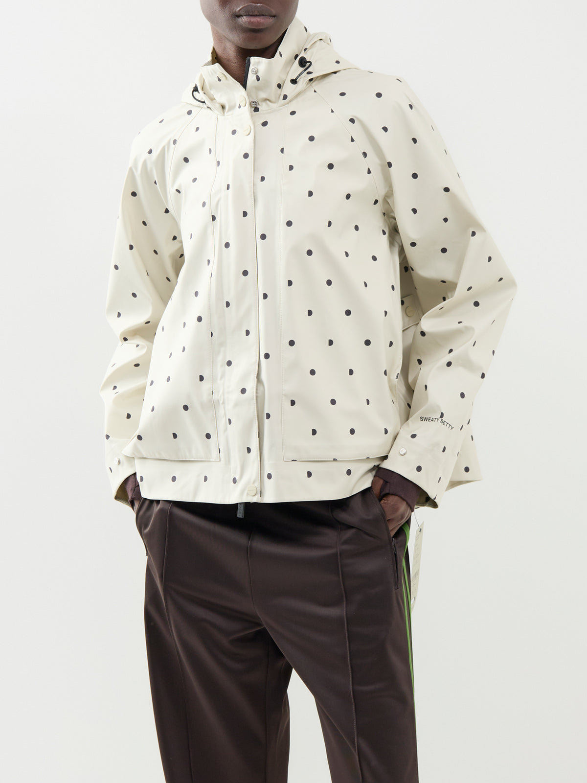 Motion Waterproof Cropped Parka – Cream Polka Print