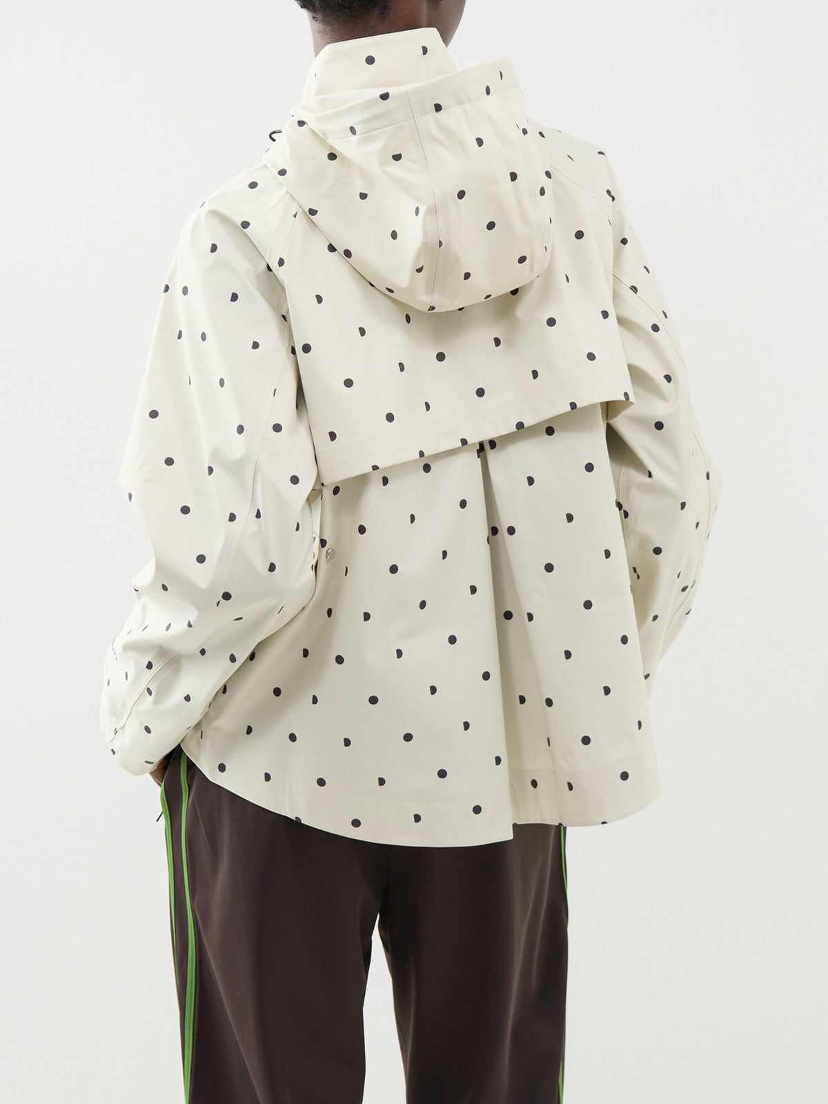 Motion Waterproof Cropped Parka – Cream Polka Print