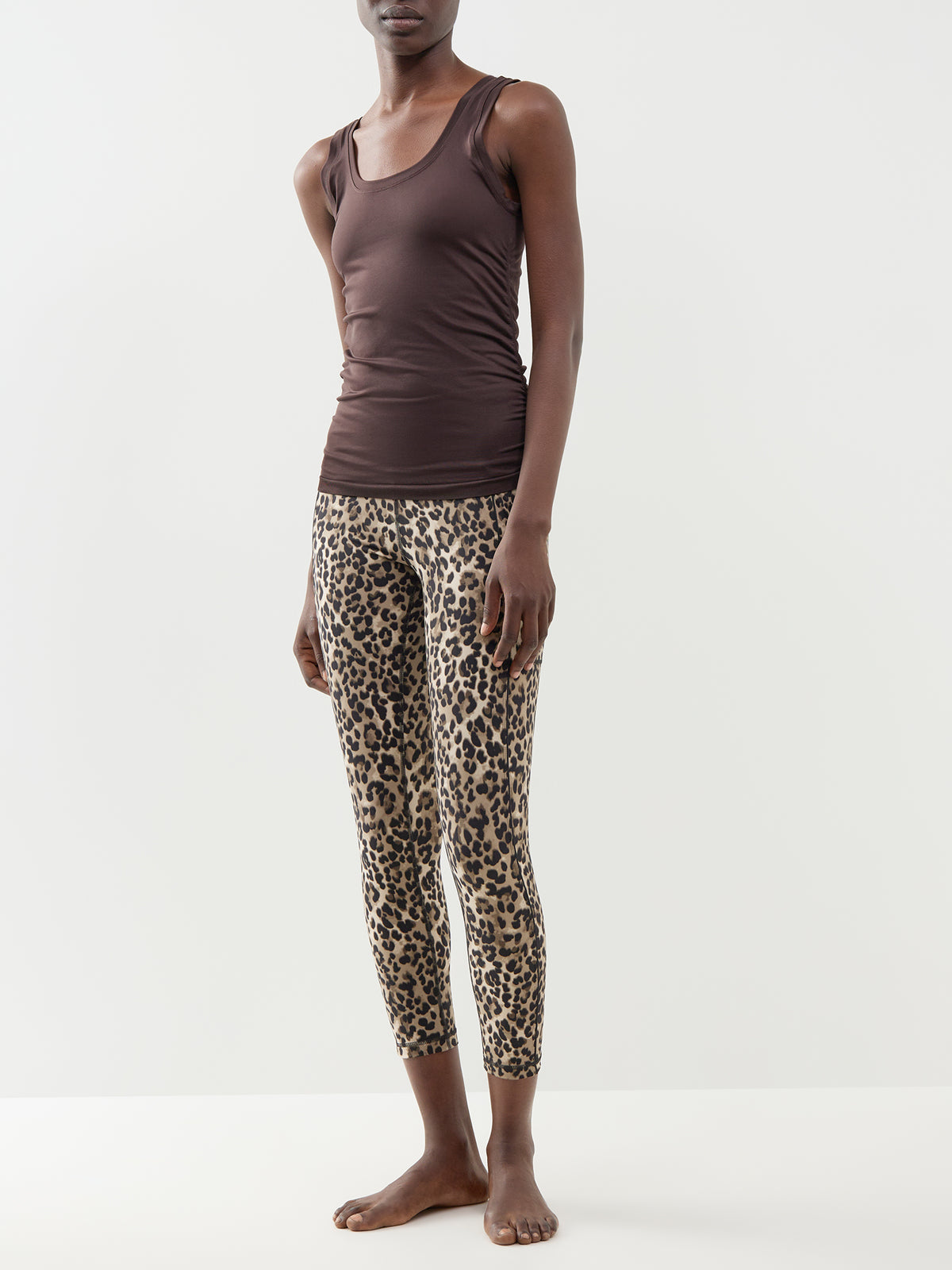 Power 7/8 Piping Workout Leggings – Brown Ink Leopard Print