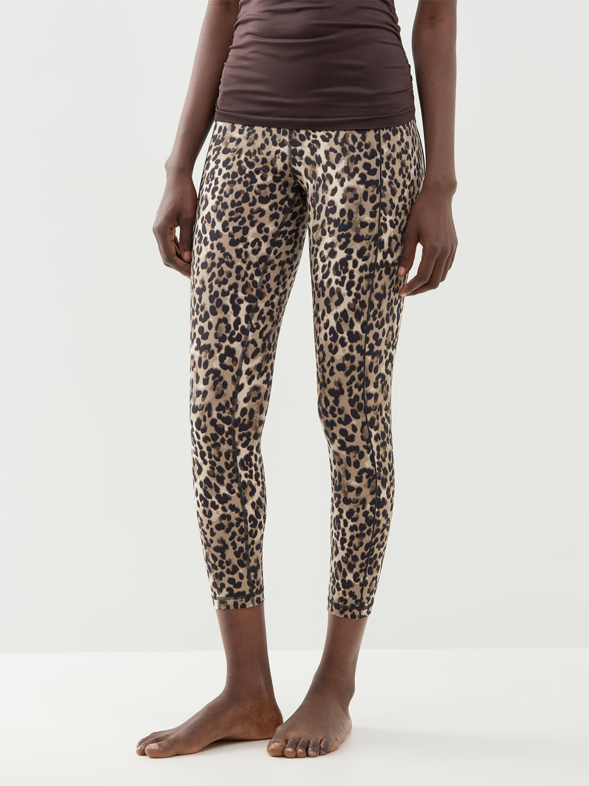 Power 7/8 Piping Workout Leggings – Brown Ink Leopard Print