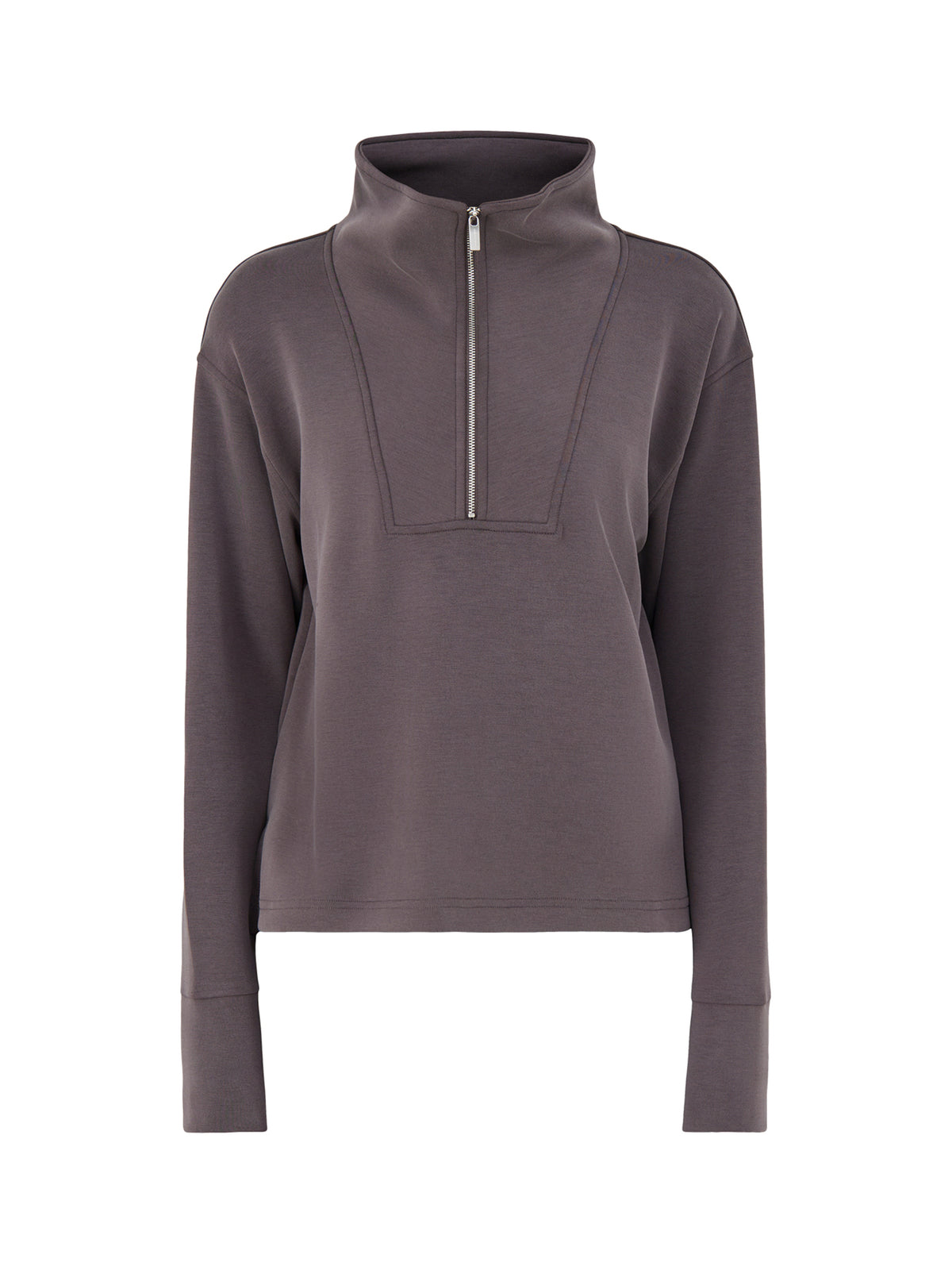 Sand Wash Half-Zip Cropped Sweatshirt - Espresso Brown