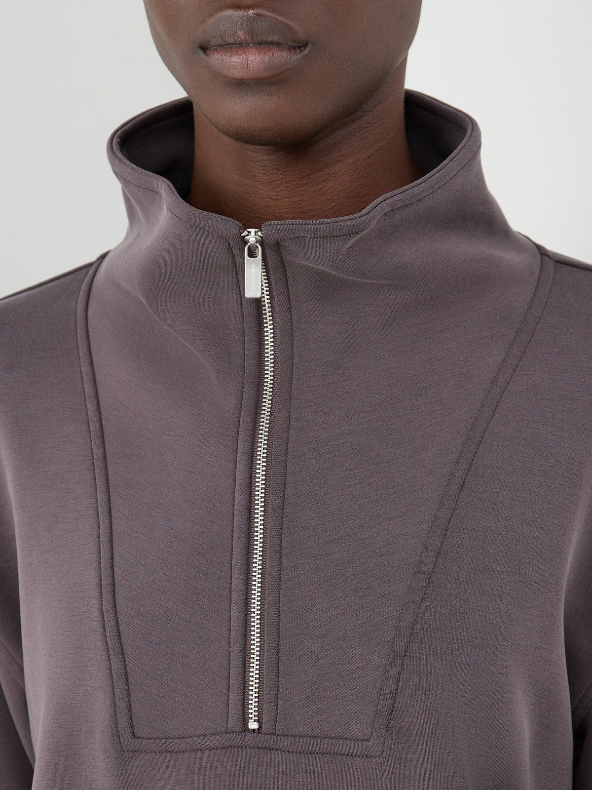 Sand Wash Half-Zip Cropped Sweatshirt - Espresso Brown