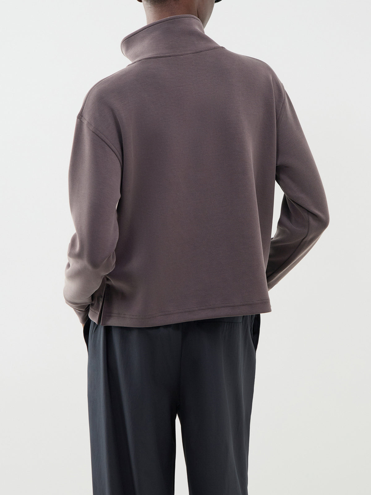 Sand Wash Half-Zip Cropped Sweatshirt - Espresso Brown