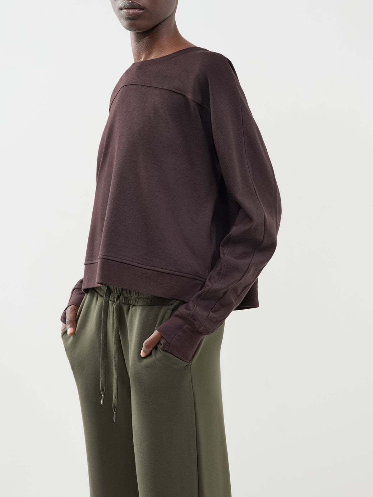 After Class Modal & Organic Cotton Yoke Crop – Espresso Brown