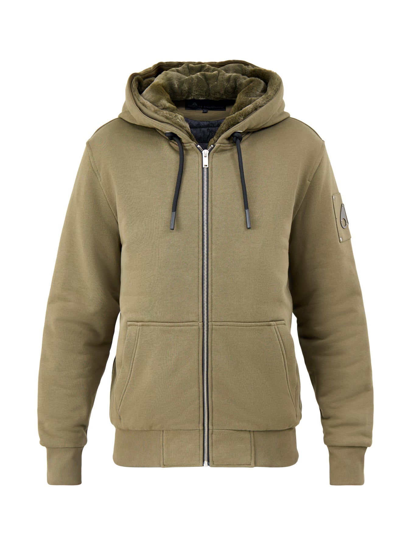 Moose Knuckles Classic Bunny Zip Through Hoodie Olive