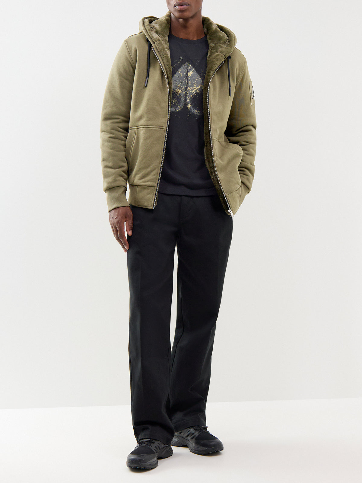 Moose Knuckles Classic Bunny Zip Through Hoodie Olive