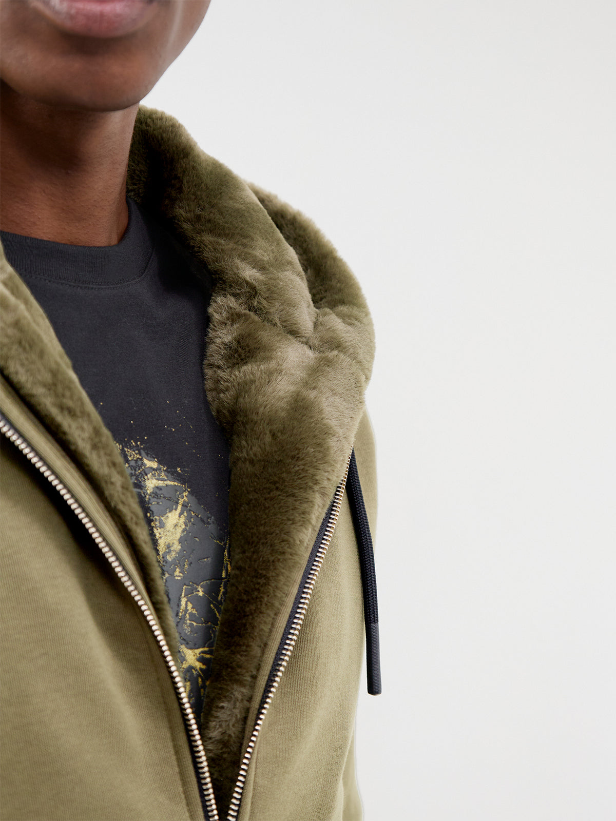 Moose Knuckles Classic Bunny Zip Through Hoodie Olive