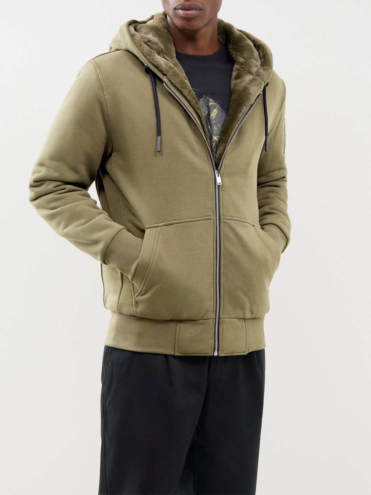 Moose Knuckles Classic Bunny Zip Through Hoodie Olive