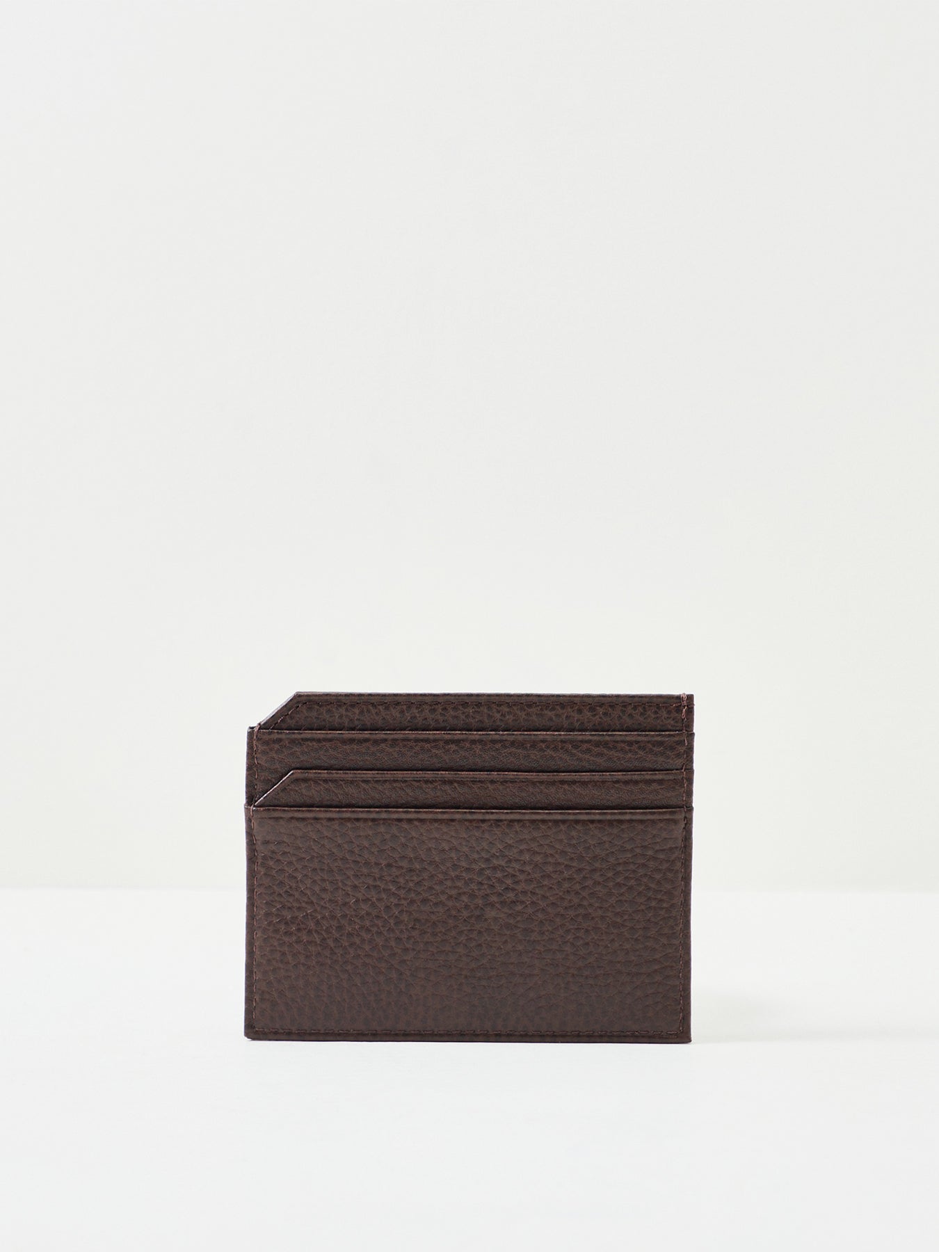 Pebble Leather Card Holder Dark Brown