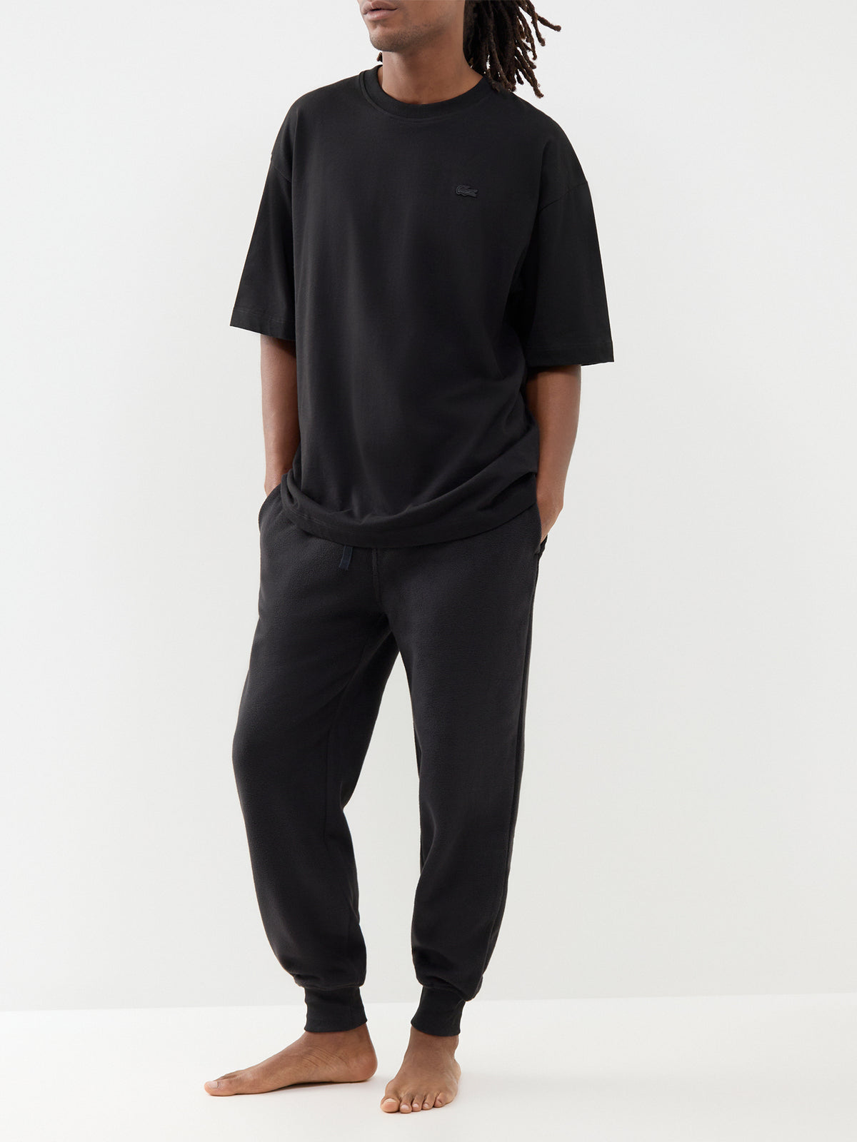 Cotton Blend Lounge Joggers - Black