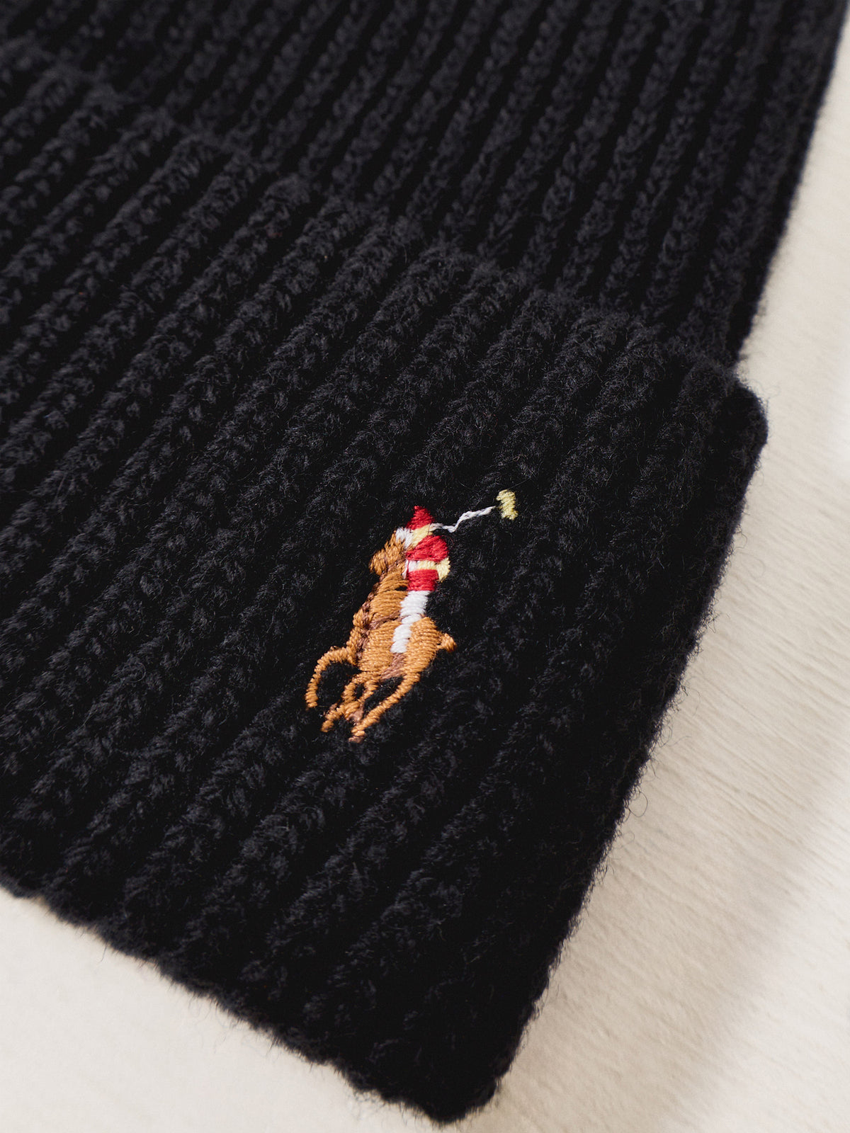 Wool-Blend Multi Pony Beanie – Black