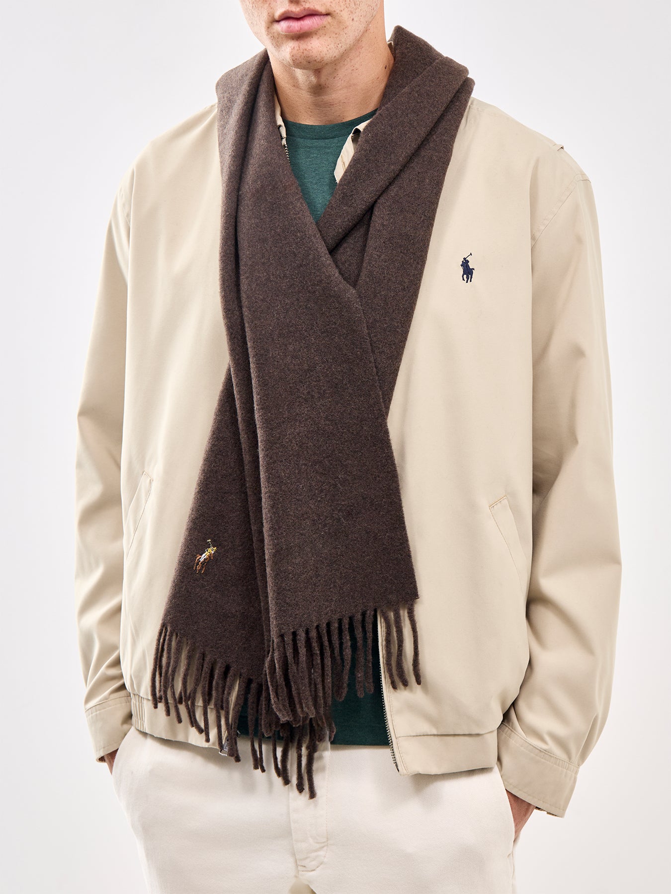 Multi Pony Wool Scarf Brown