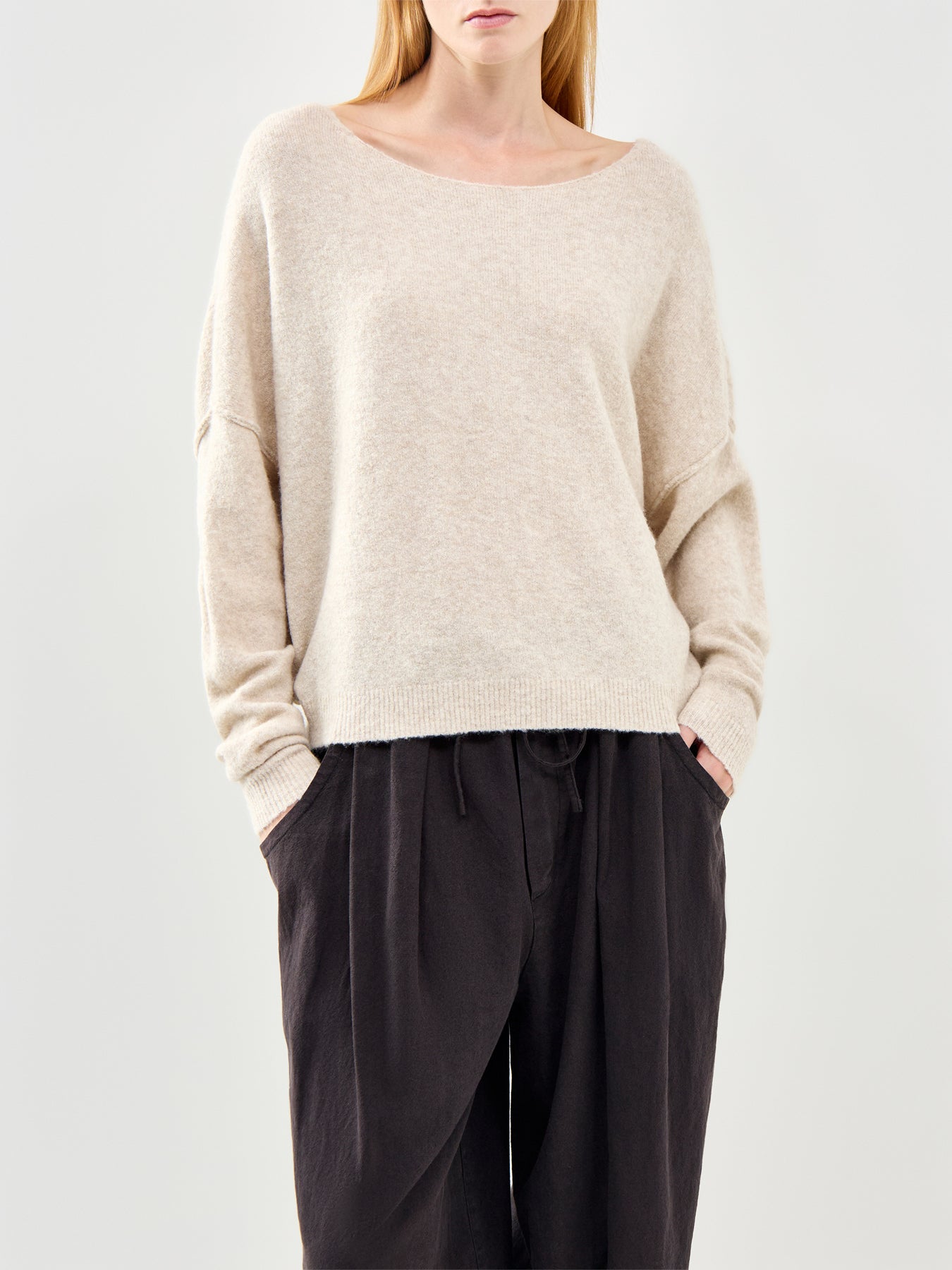 Damsville Boat Neck T-Shirt Cream