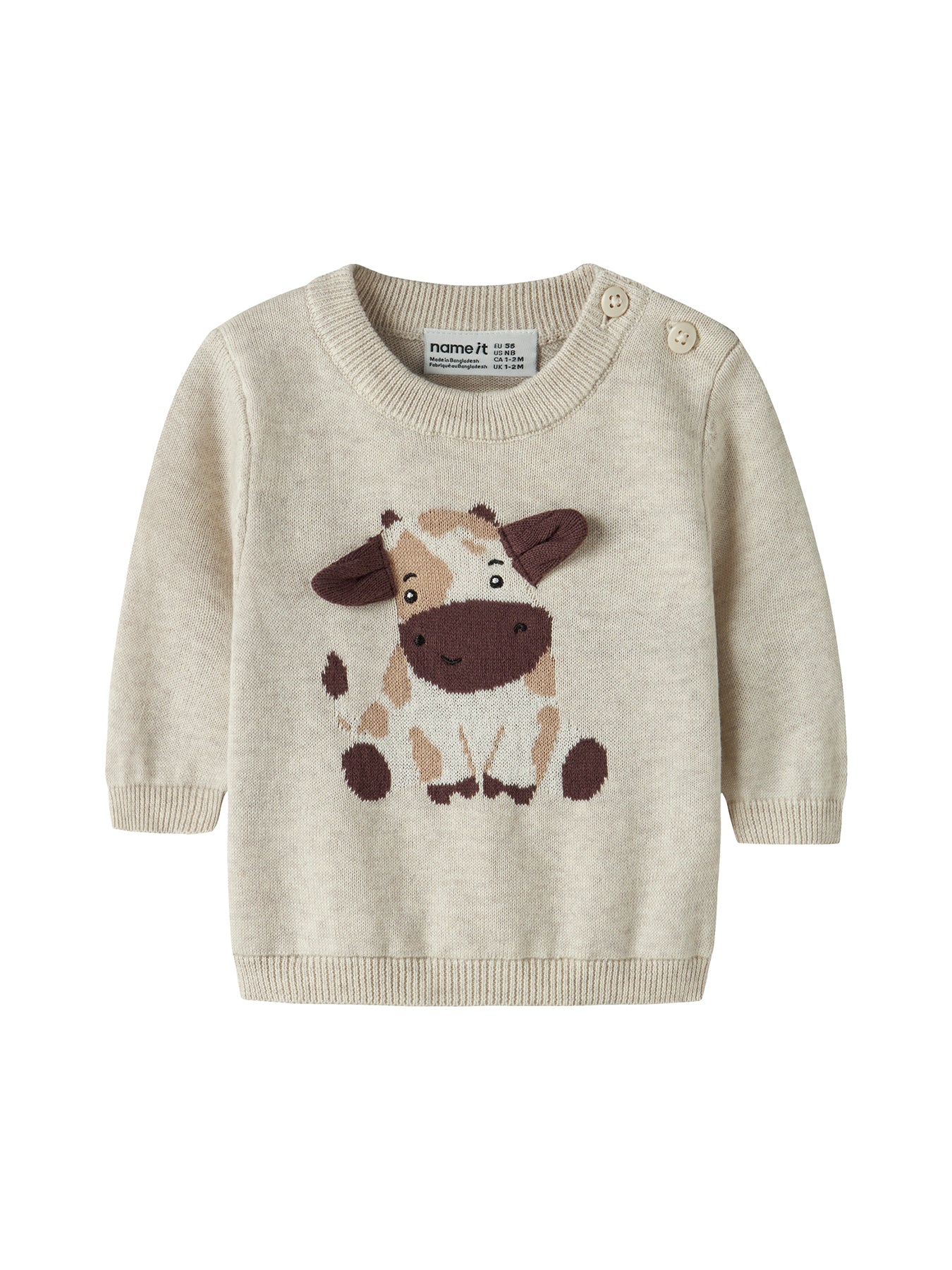 Baby Organic Cotton Ligan Knitted Sweatshirt Beige