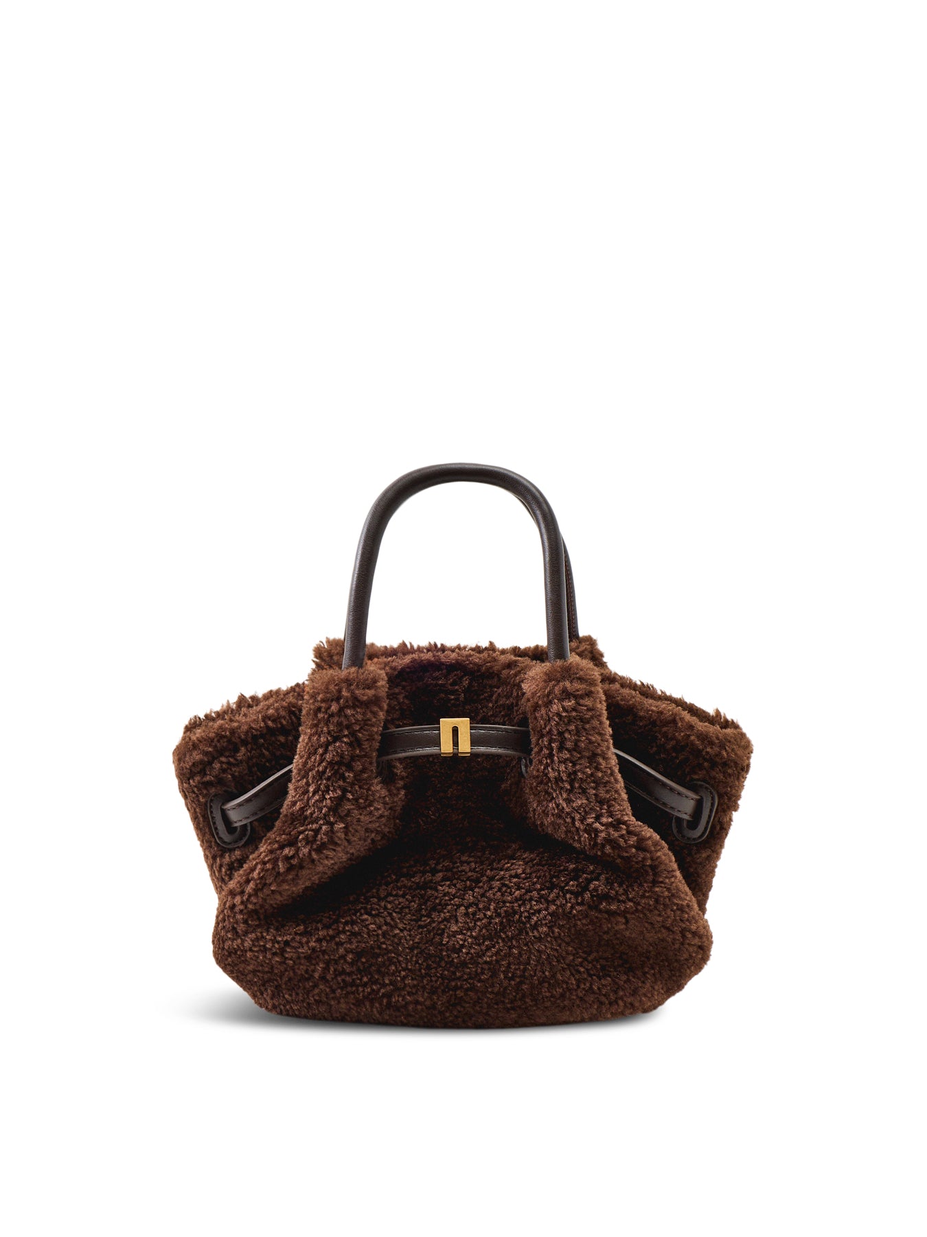 JW PEI Hana Mini Faux Fur Tote Bag Dark Brown