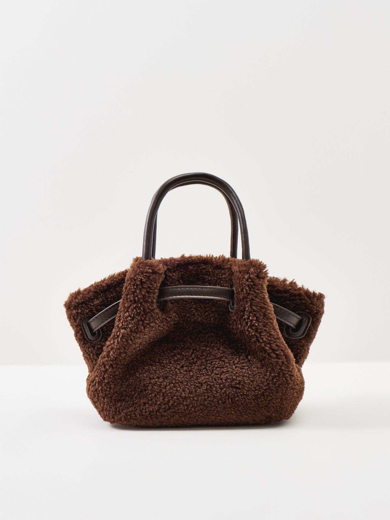 JW PEI Hana Mini Faux Fur Tote Bag Dark Brown