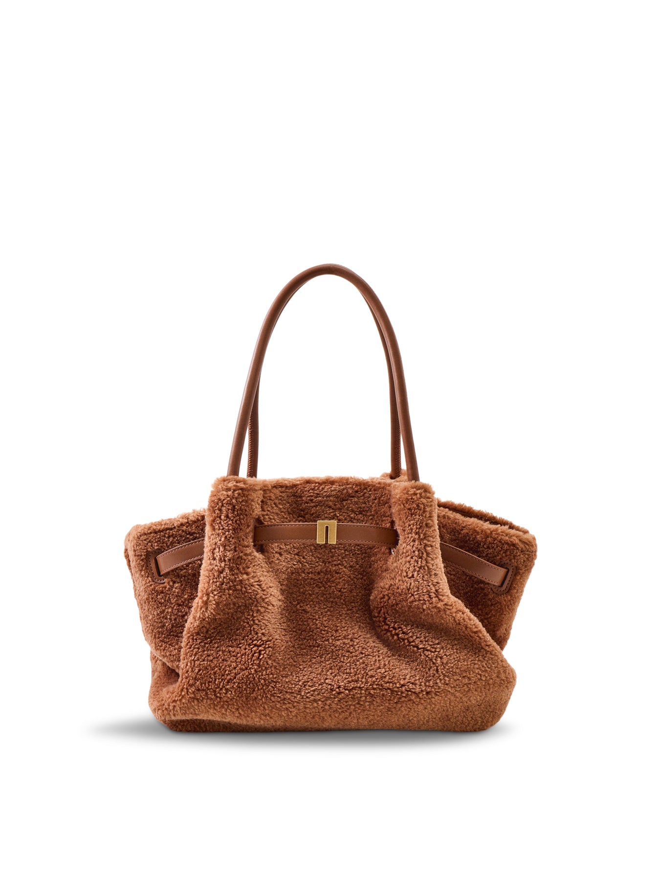 JW PEI Hana Faux Fur Medium Tote Bag Coffee Brown