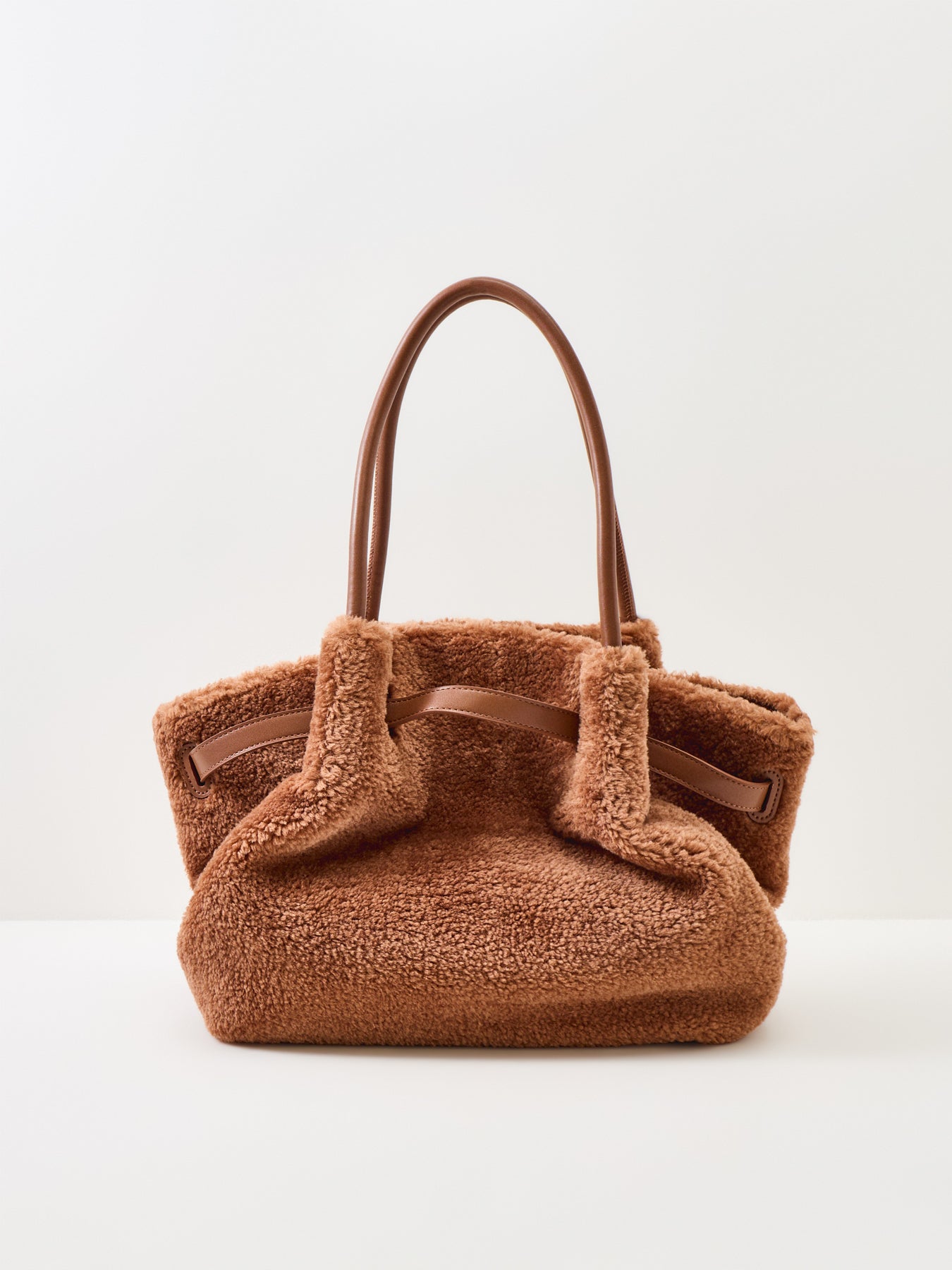 JW PEI Hana Faux Fur Medium Tote Bag Coffee Brown