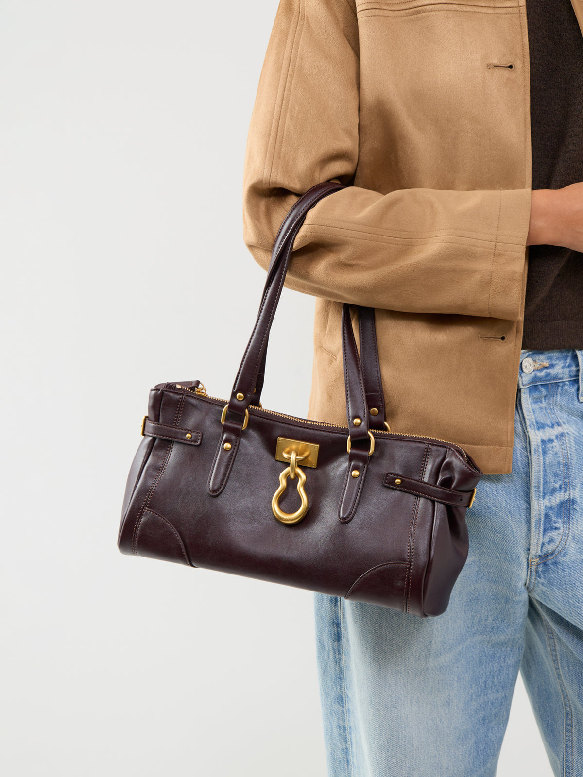 JW PEI Yvette Elongated Tote Bag Dark Brown