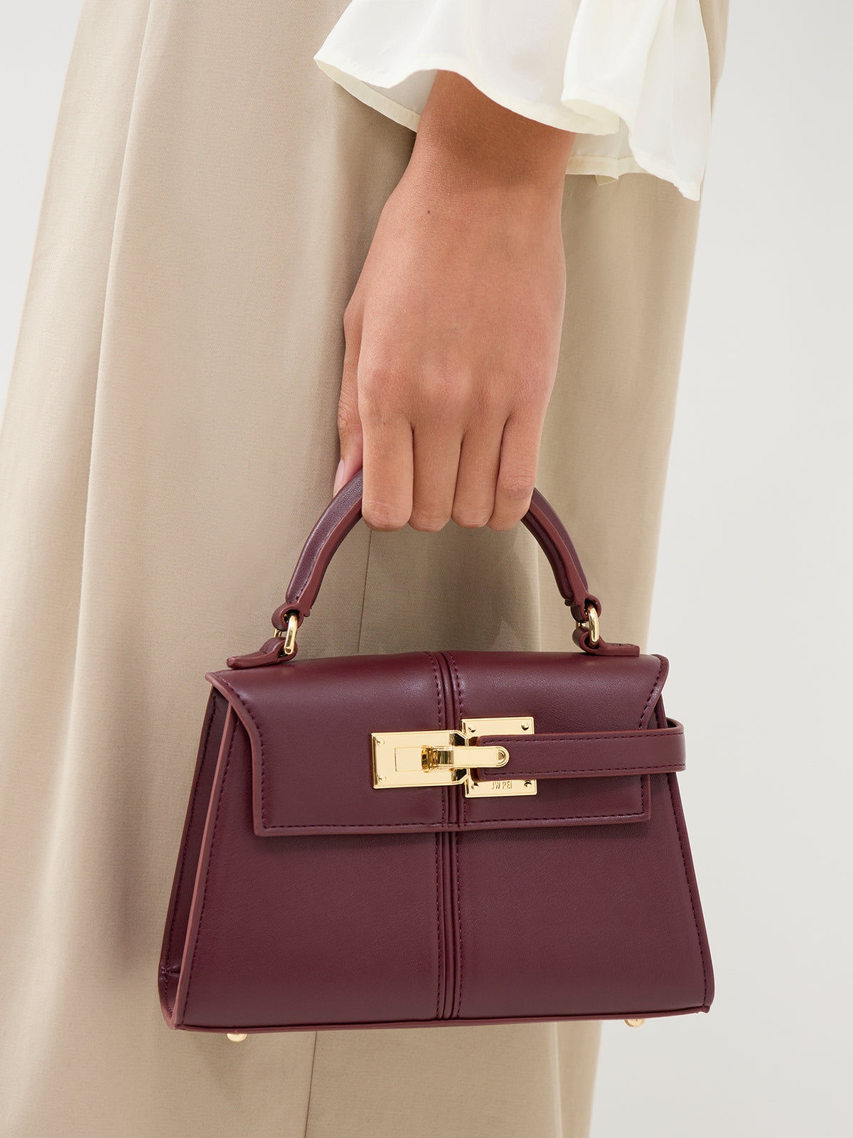 JW PEI Elise Top Handle Bag Deep Burgundy