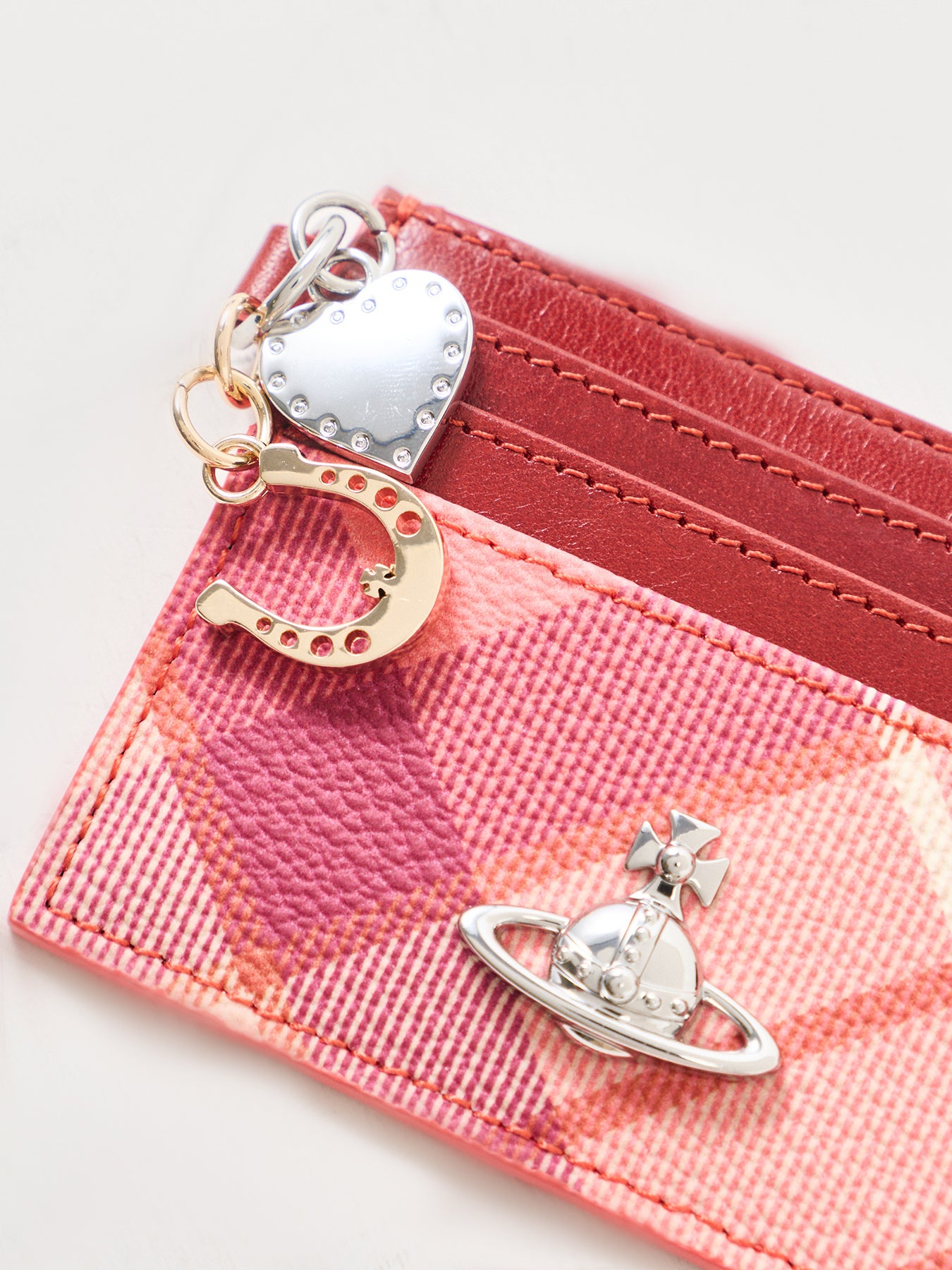 Card Holder with Charms Pink