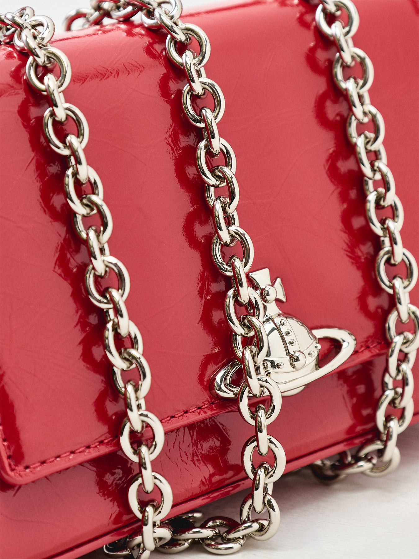 Hazel Small Calf Leather Handbag Red