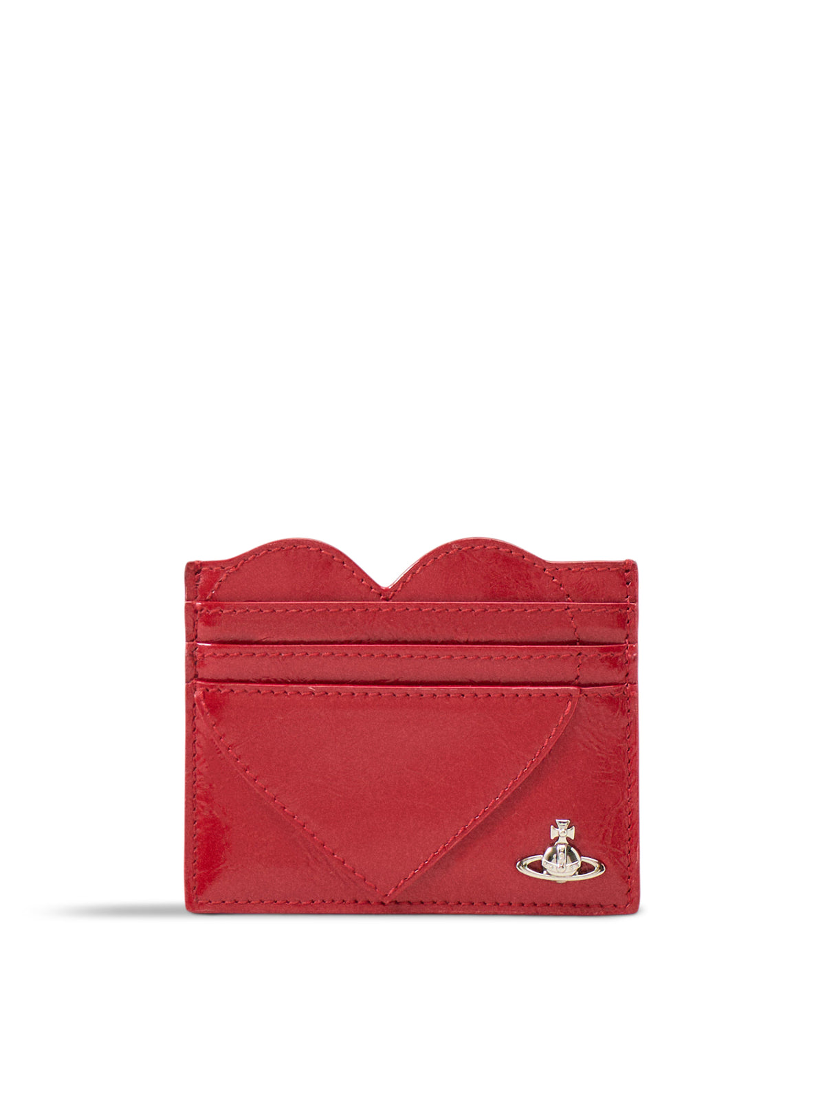 Heart Calf Leather Card Holder – Red