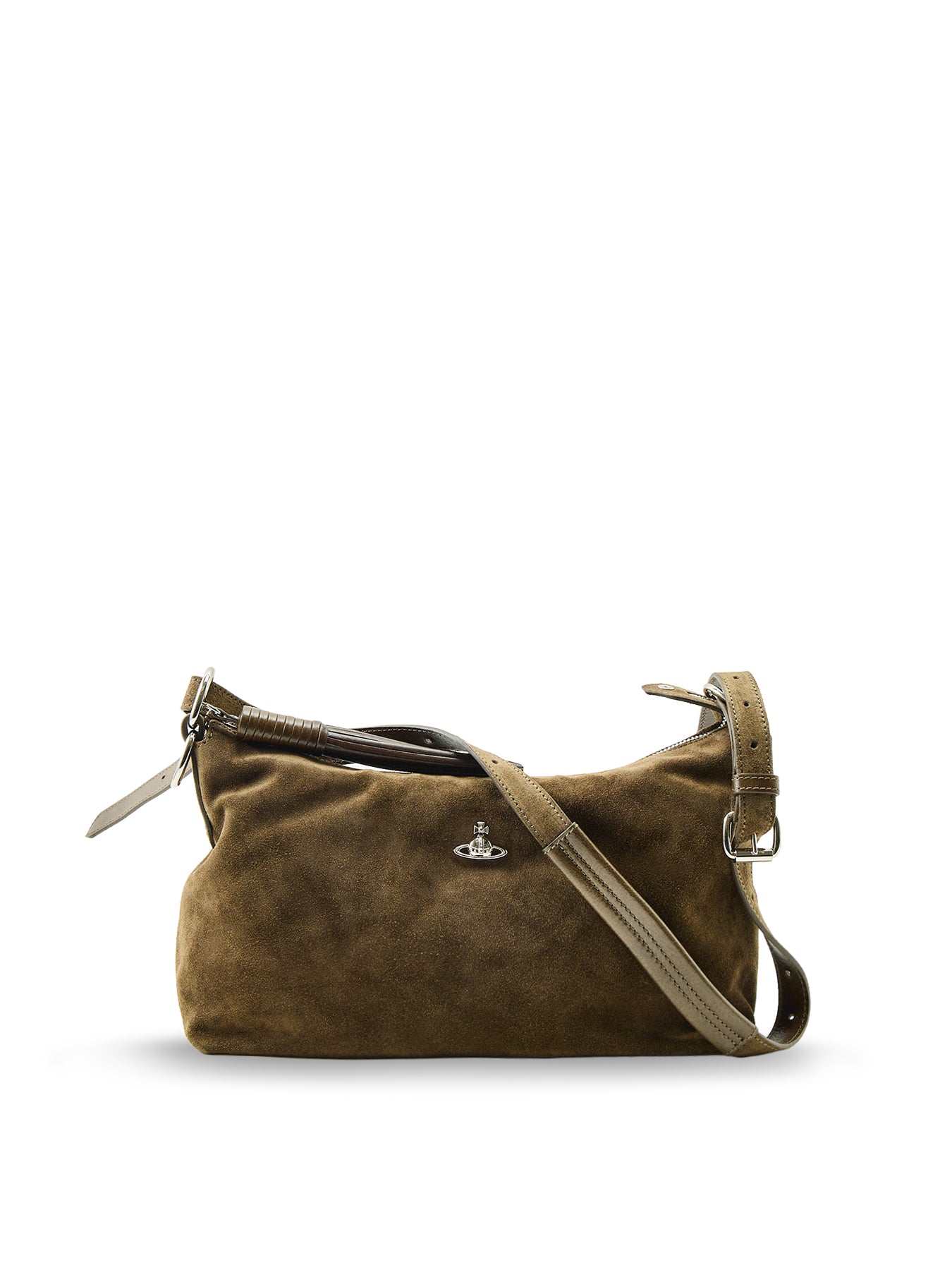 Calf Leather Emma Suede Shoulder Bag - Khaki