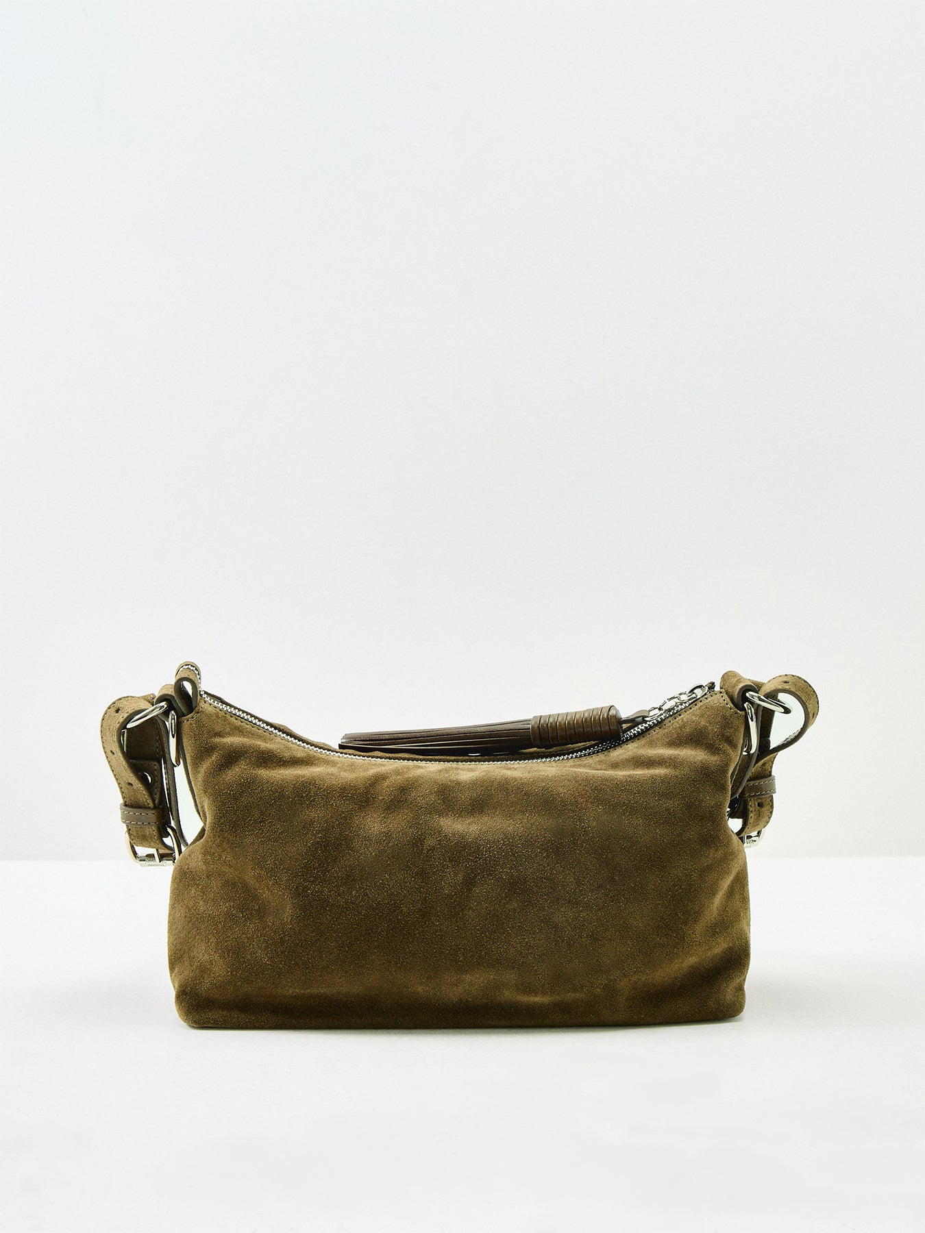 Calf Leather Emma Suede Shoulder Bag - Khaki