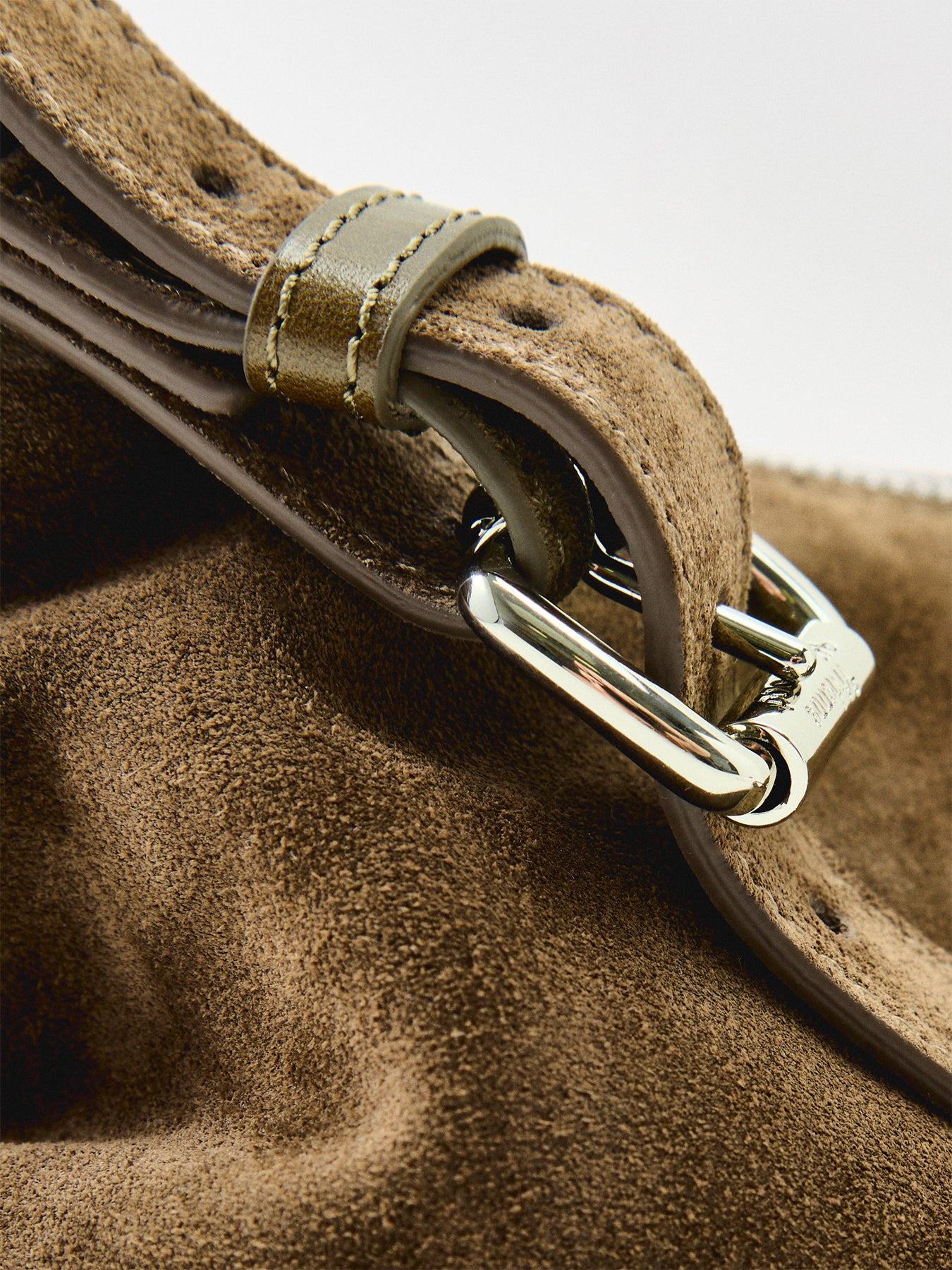 Calf Leather Emma Suede Shoulder Bag - Khaki