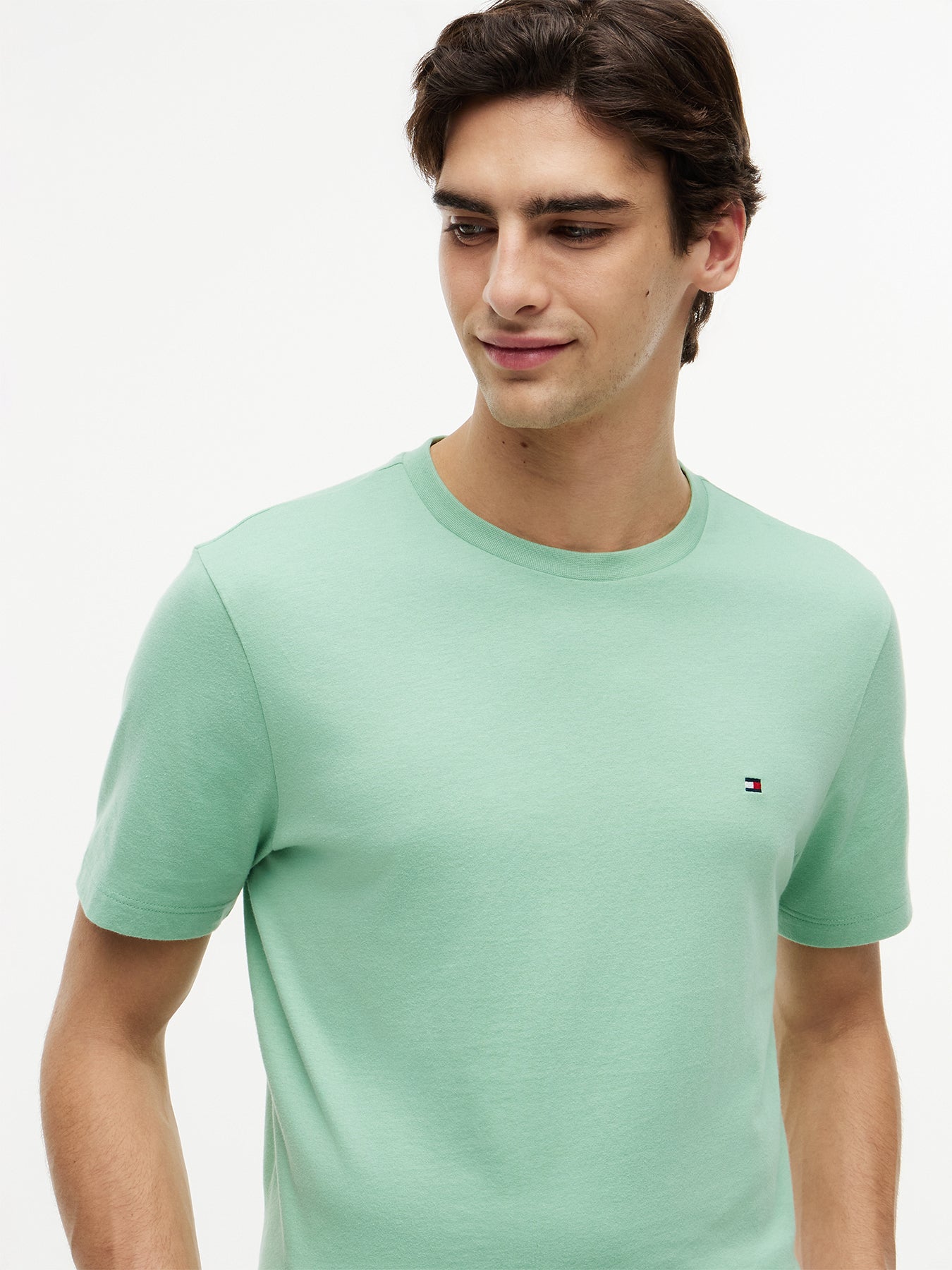 Flag Embroidery Cotton Crew Neck T-Shirt