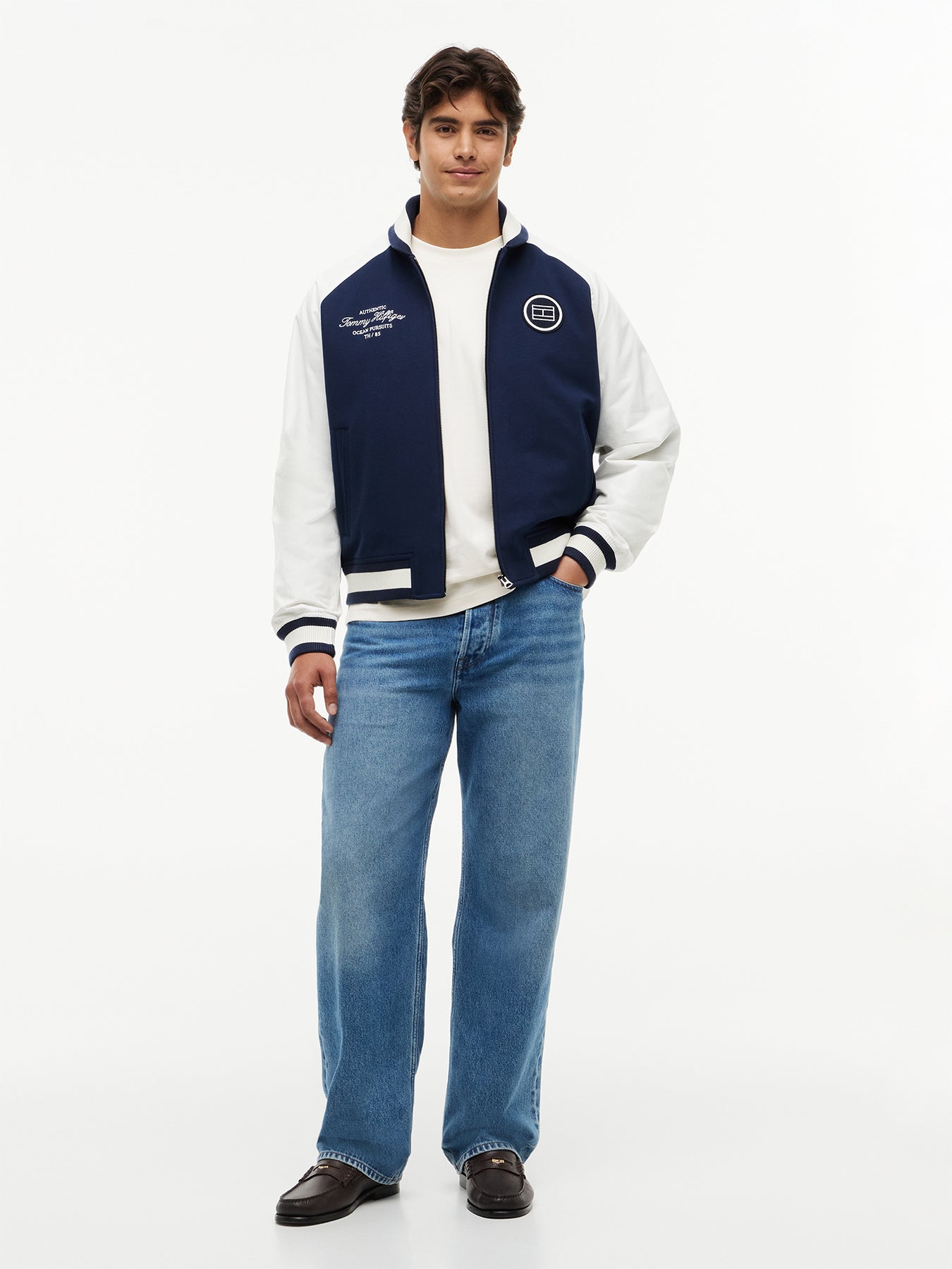 Colour-Blocked Relaxed Bomber Jacket