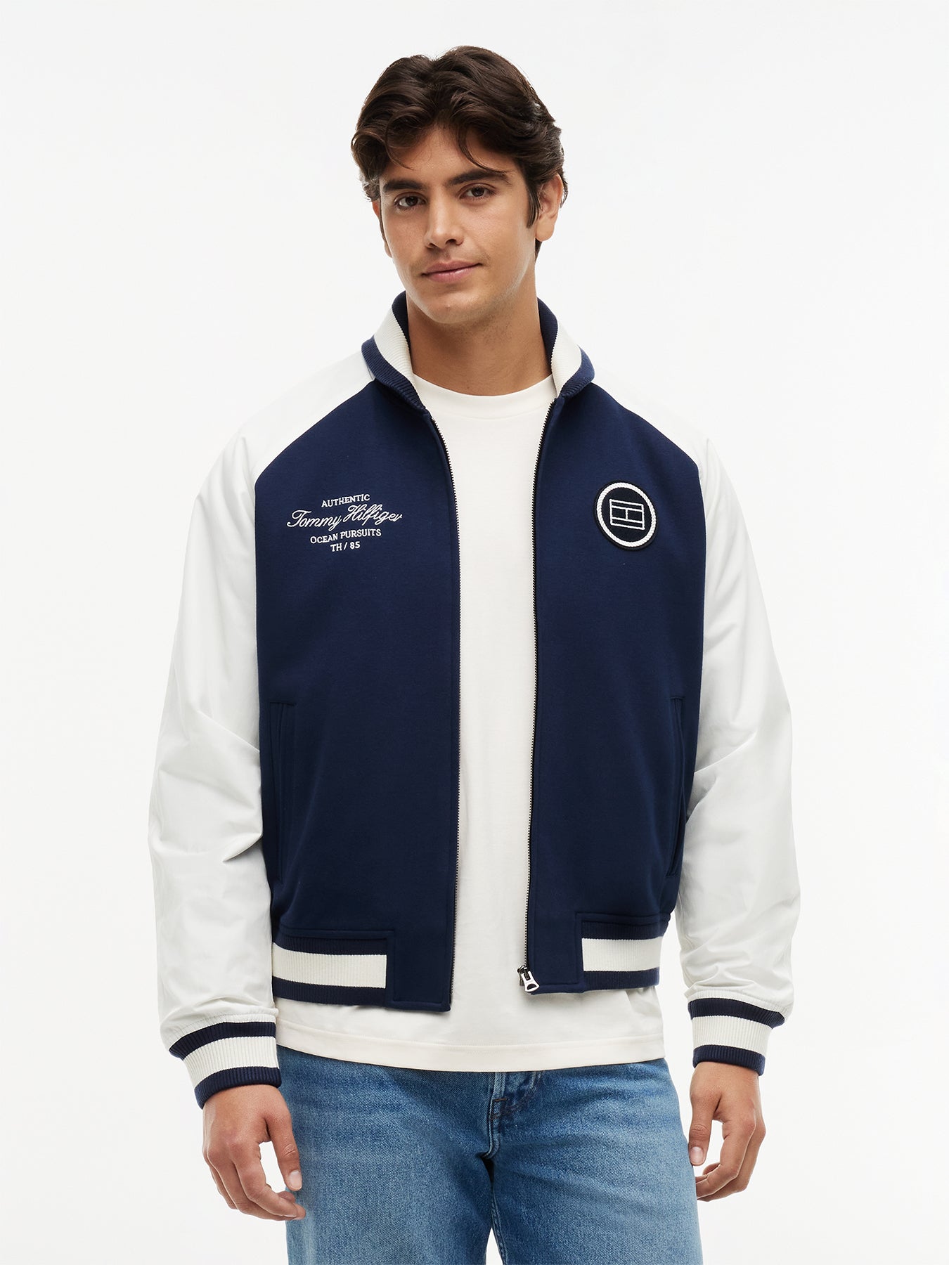Colour-Blocked Relaxed Bomber Jacket