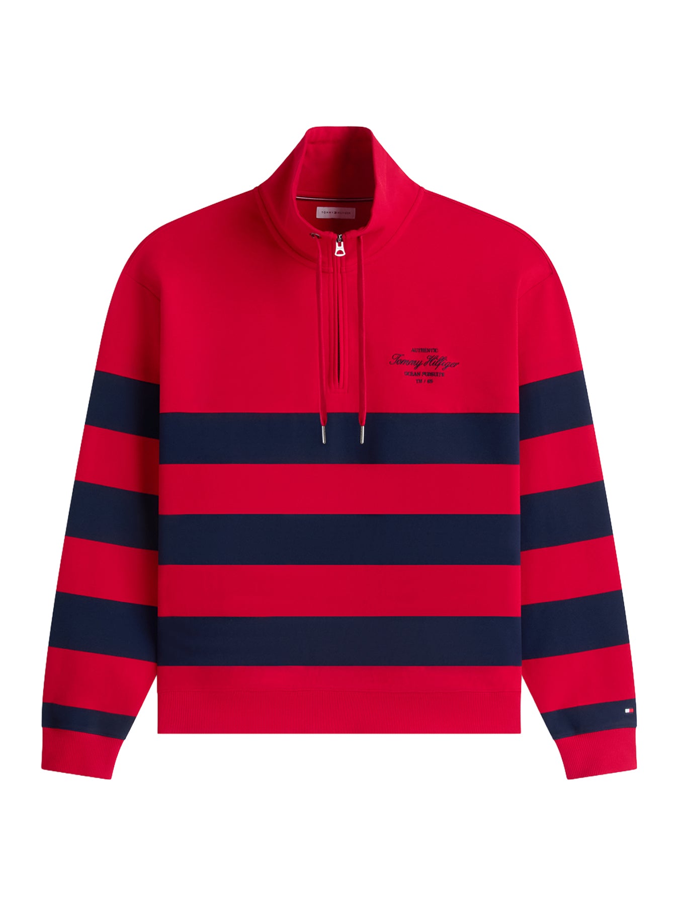 Stripe Mock Neck Quarter-Zip Sweatshirt
