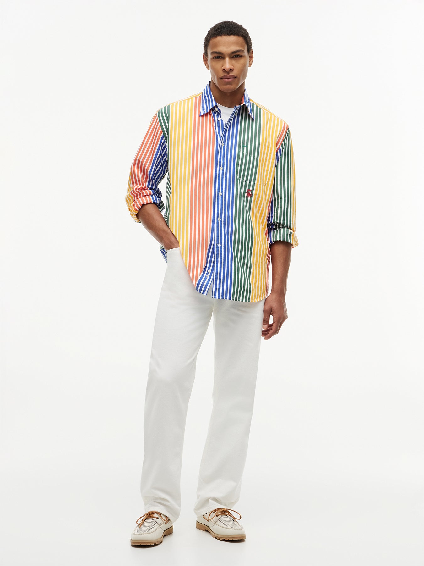 Relaxed Fit Multicolour Stripe Poplin Shirt
