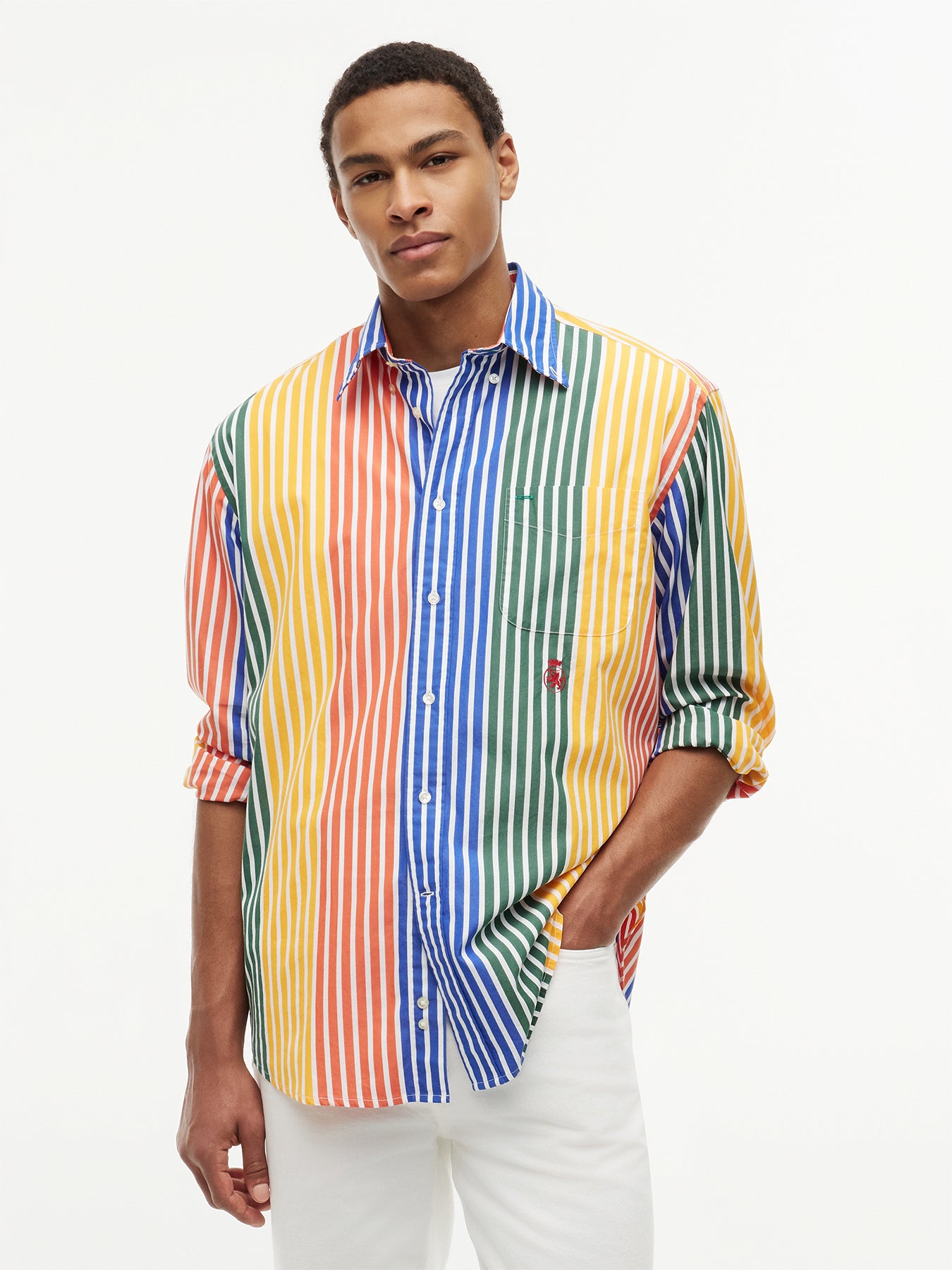 Relaxed Fit Multicolour Stripe Poplin Shirt