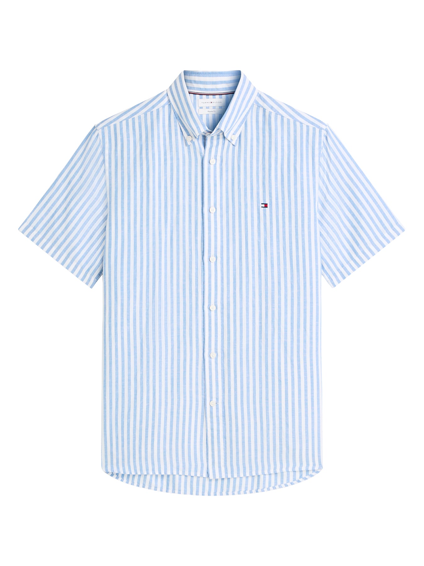 Regular Fit Linen Blend Bengal Stripe Short-Sleeve Shirt