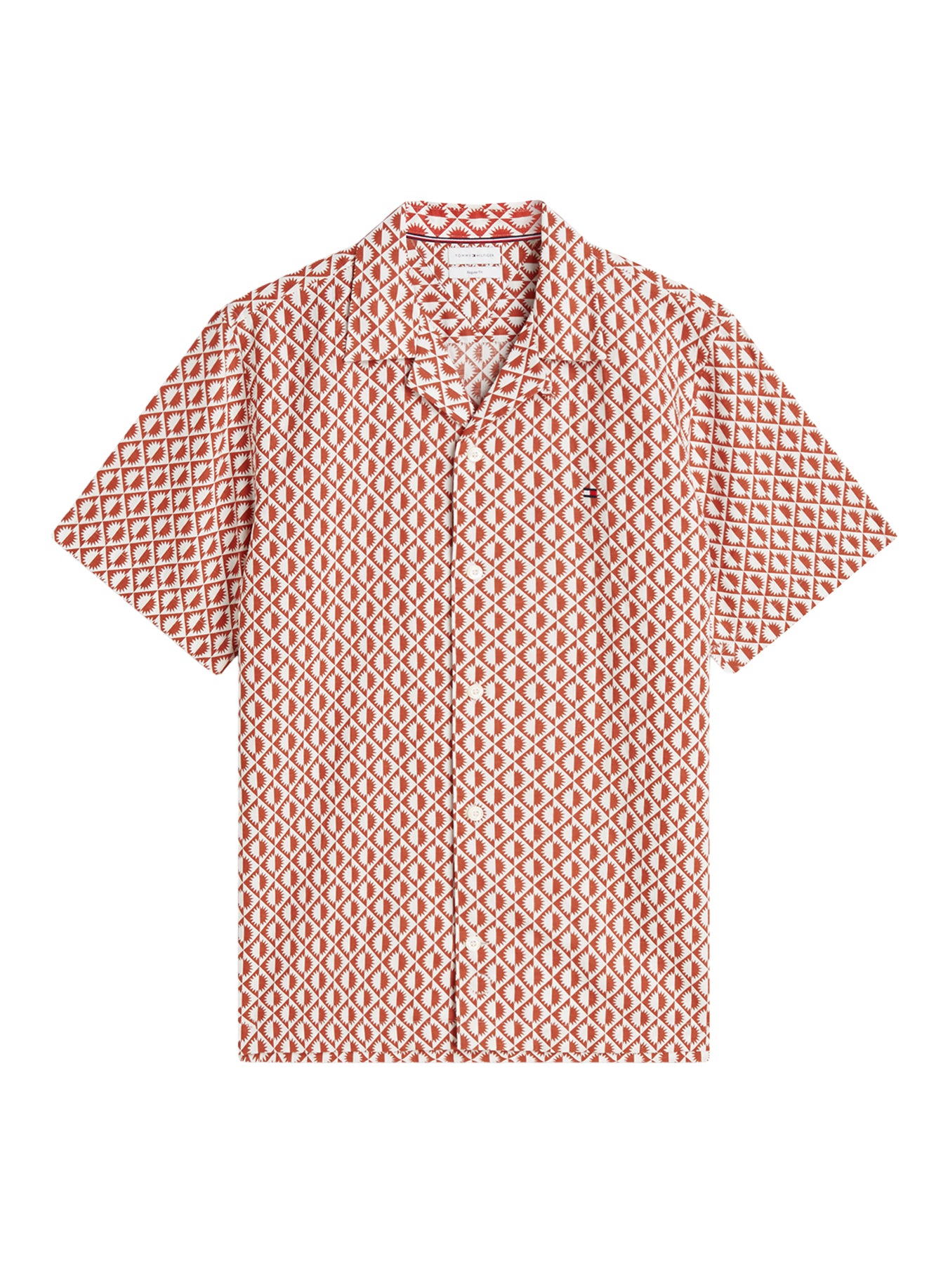 Linen Blend Printed Short Sleeved Shirt
