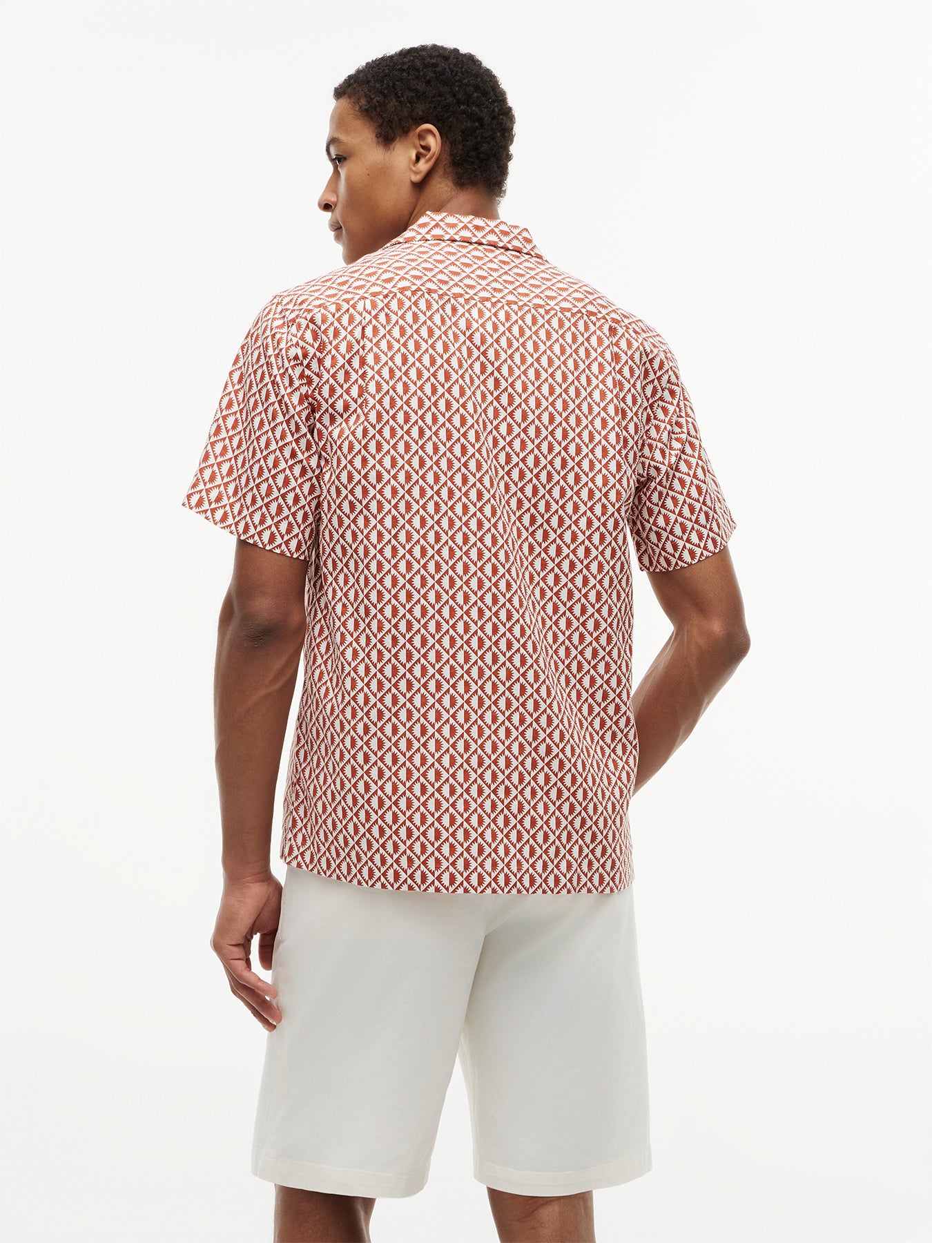 Linen Blend Printed Short Sleeved Shirt