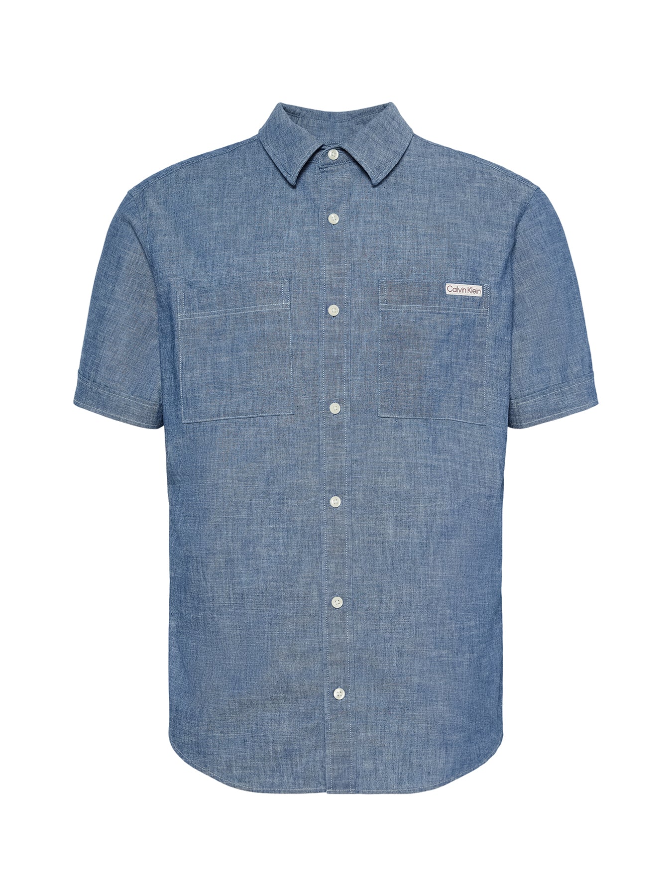 Cotton Chambray Short Sleeve Shirt Blue