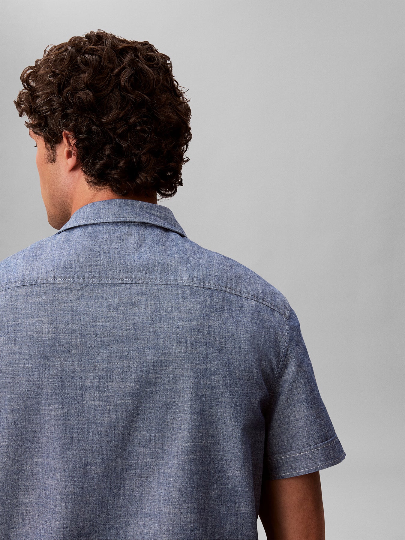 Cotton Chambray Short Sleeve Shirt Blue