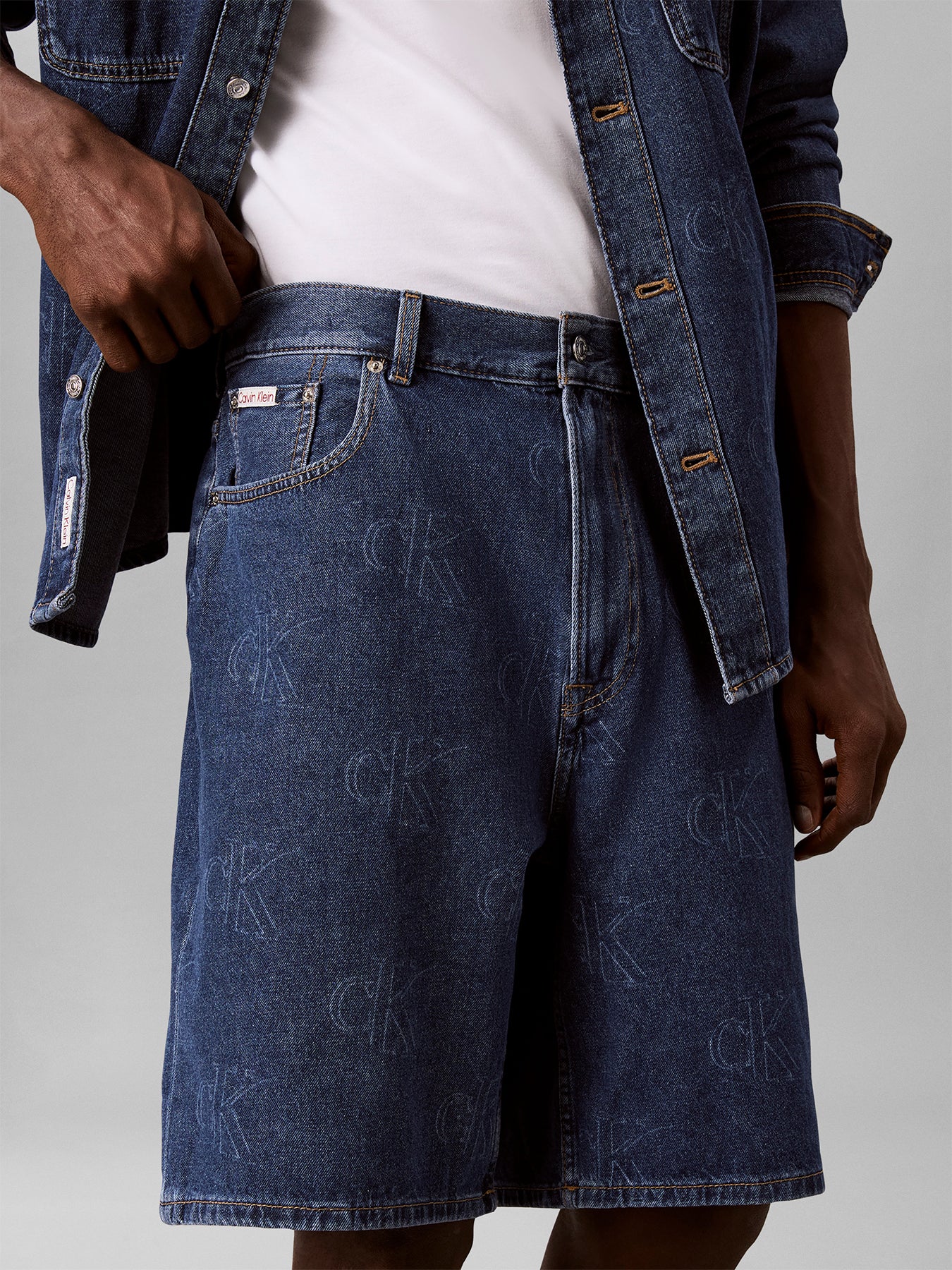 90s Logo Denim Shorts Blue