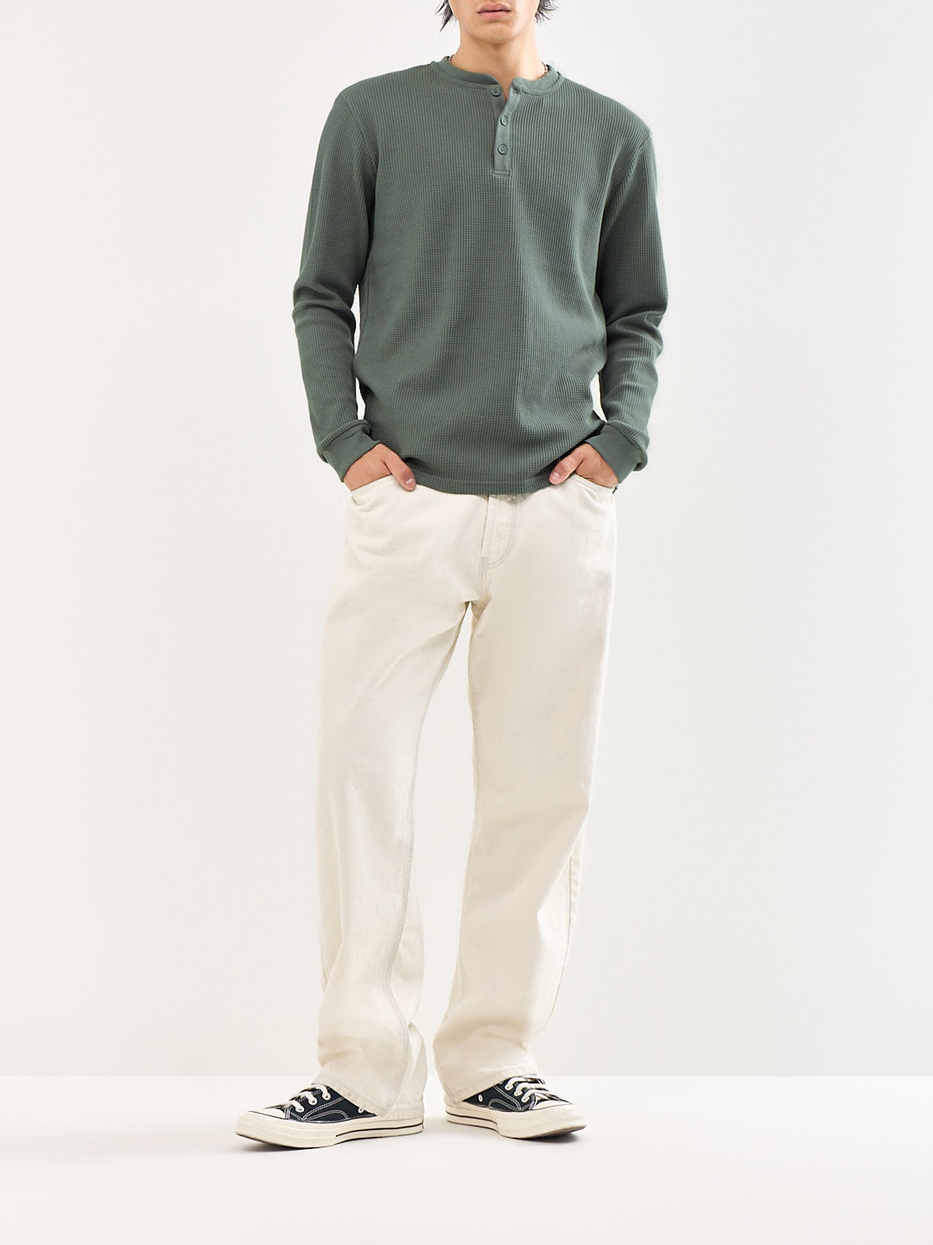 Tobie Regular Fit Long Sleeve Henley T-Shirt Green