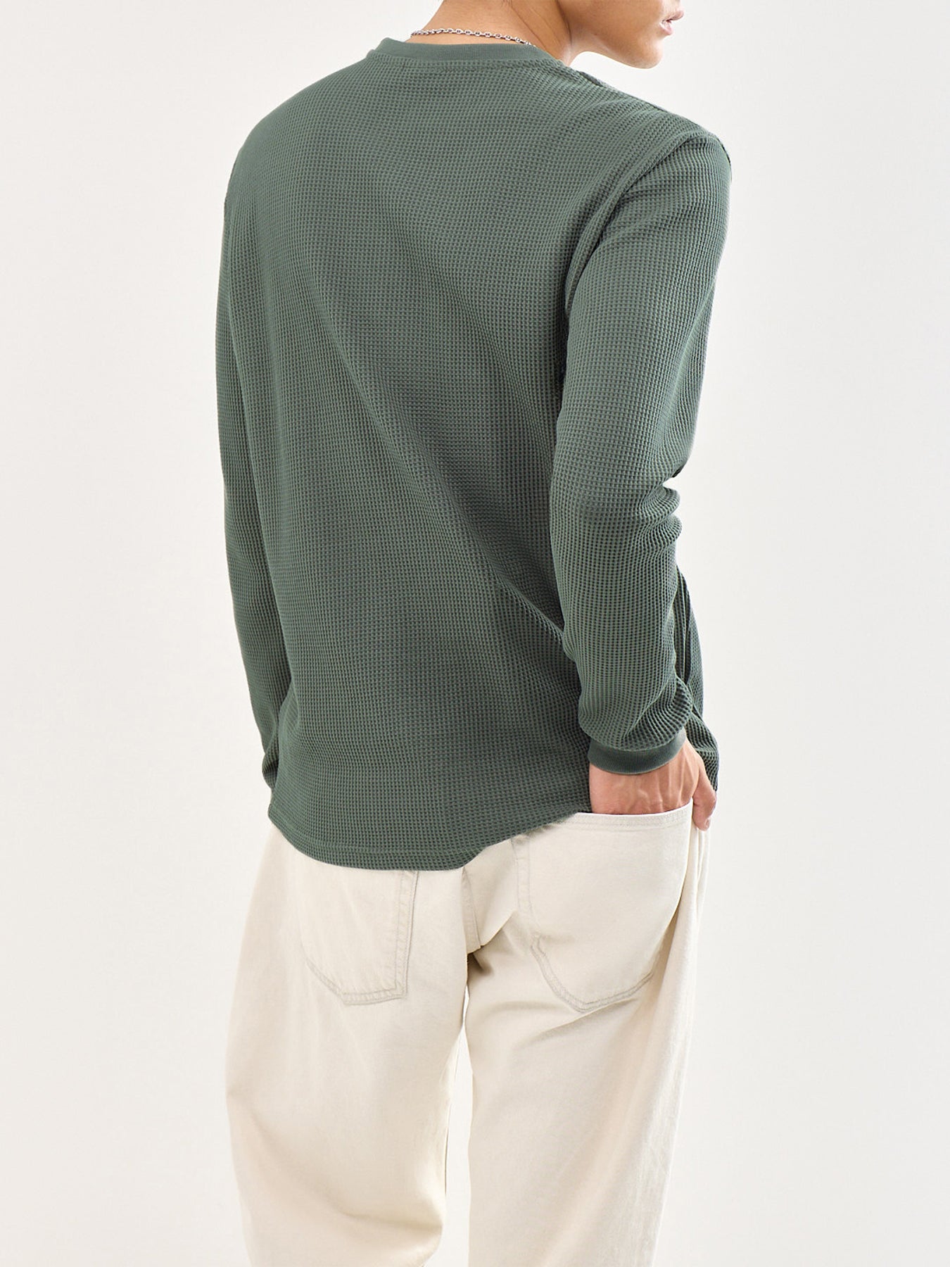 Tobie Regular Fit Long Sleeve Henley T-Shirt Green