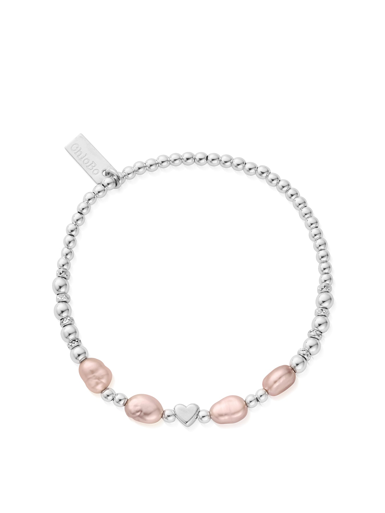 With Love Pink Pearl Bracelet Silver