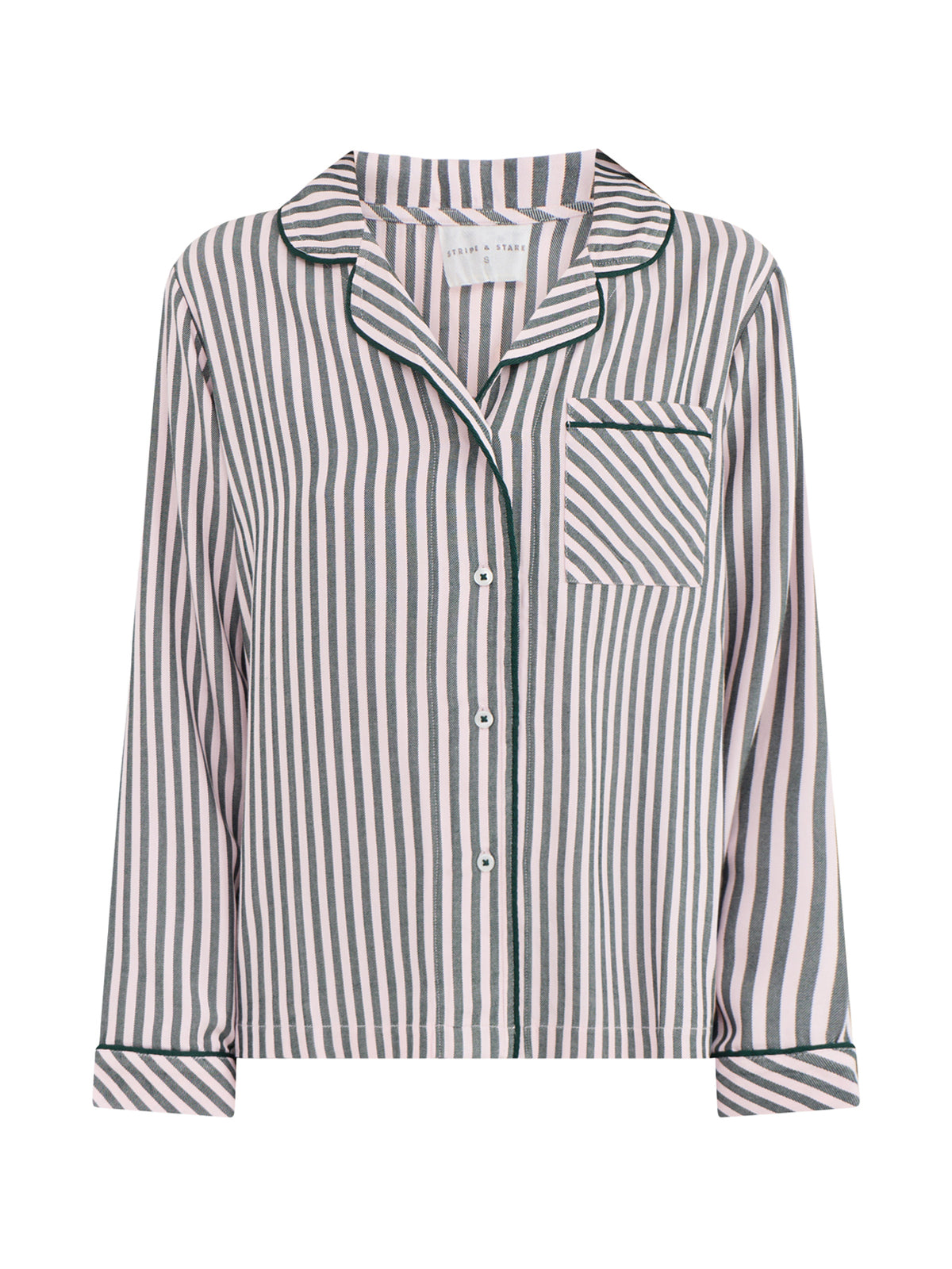 TENCEL Modal Long-Sleeved Pyjama Top - Pink & Green Stripe