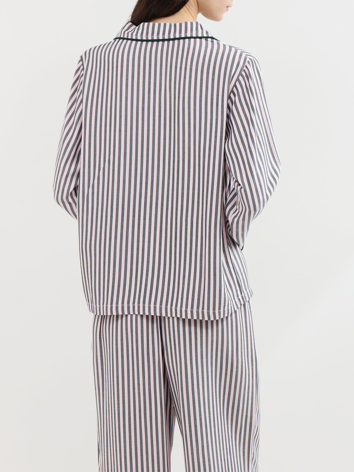 TENCEL Modal Long-Sleeved Pyjama Top - Pink & Green Stripe